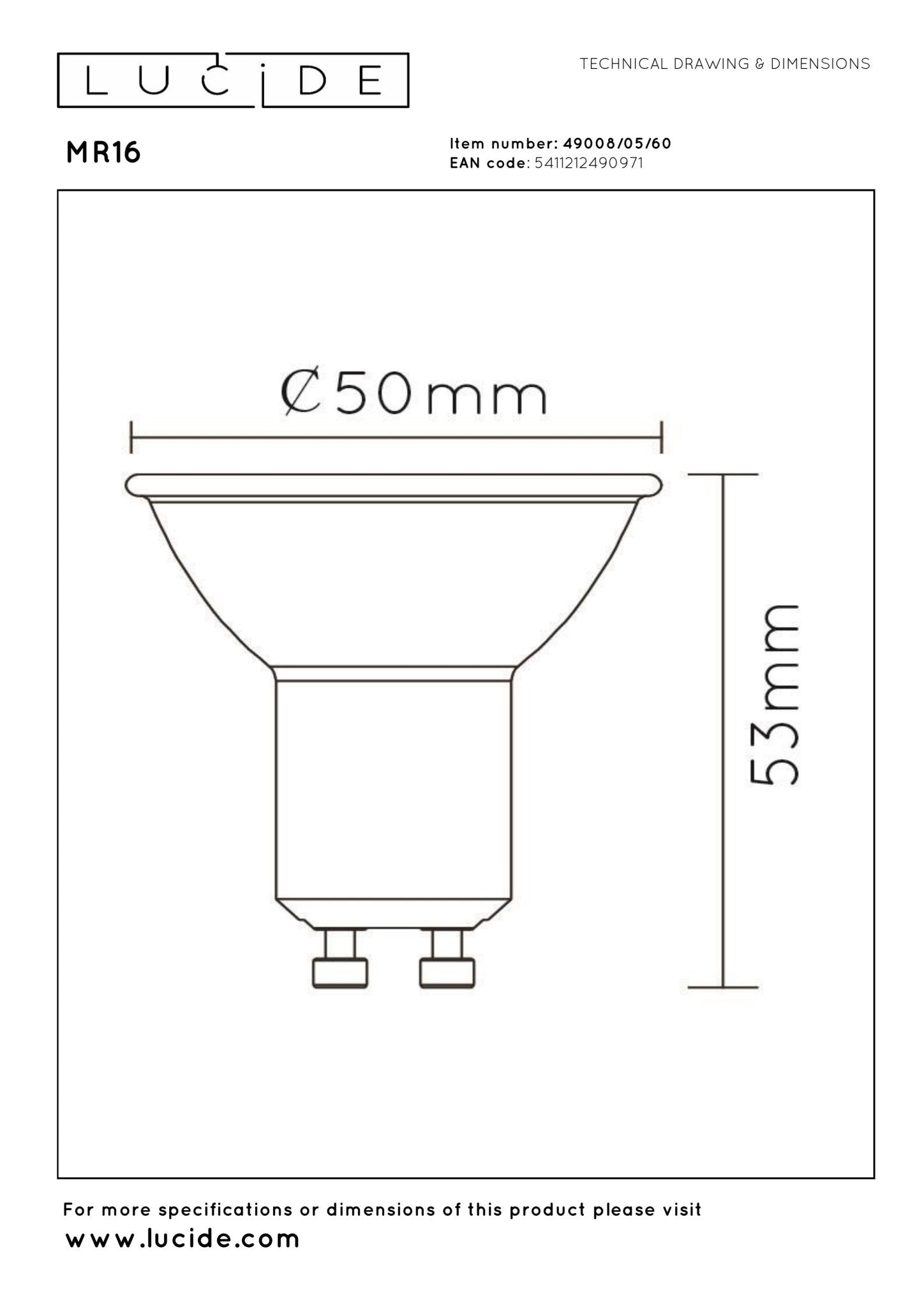 MR16, LED - lampa, Transparent - 5 cm - Ljuskällor - MR16, LED - lampa, Transparent - 5 cm -