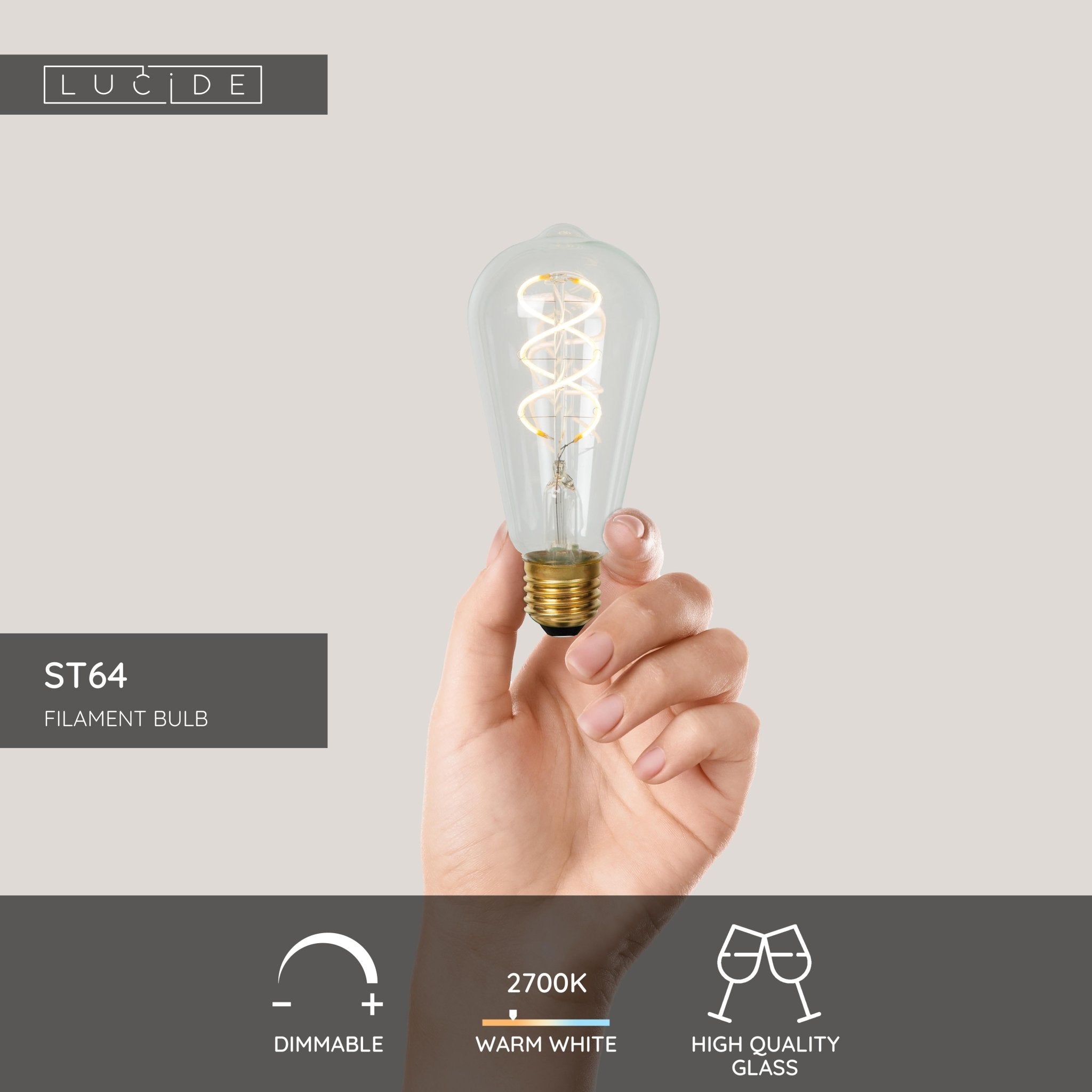 St64, glödlampa med filament, transparent - 6,4 cm - Ljuskällor - St64, glödlampa med filament, transparent - 6,4 cm -