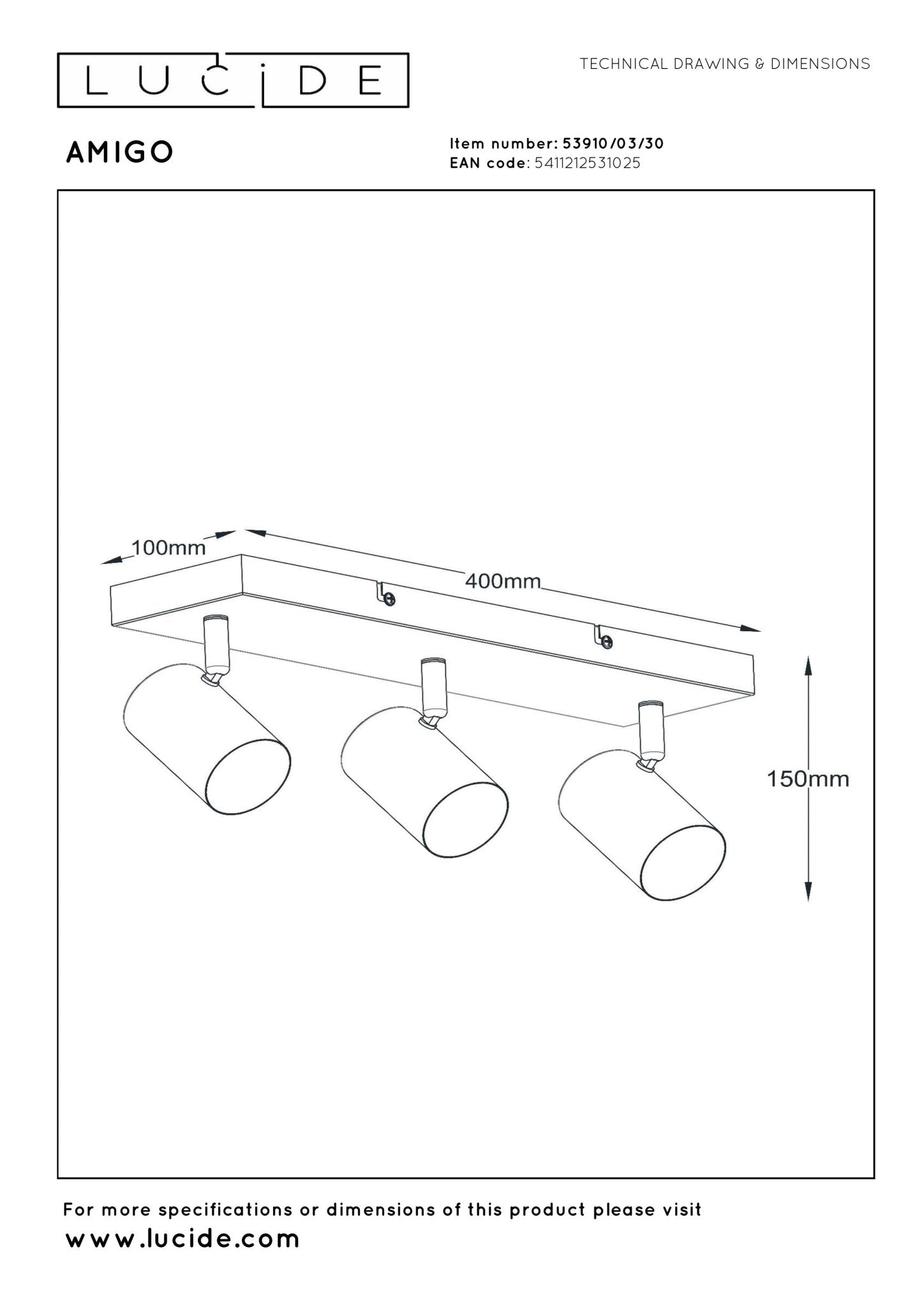 Amigo, taklampa, svart - 10 cm - Taklampor - Amigo, taklampa, svart - 10 cm -