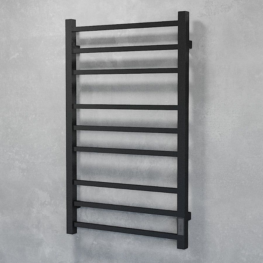 Towel heater - 53x86 cm - for electric connection, with thermostat and timer, 9 horizontal square bars - polished stainless steel - ELDO 9F - MASTERSTORE - 5704263990072 - Electric towel warmers - 1031-TVS - 5704263990072