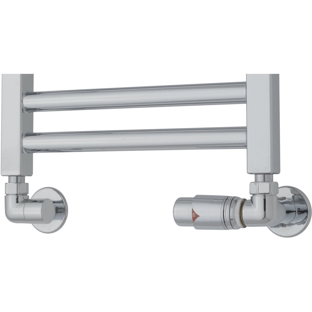 Returventilsats - 4 cm - Termostatstyrd returventilsats (vänsterriktad) för vattenanslutning av handdukstork - krom - TVS