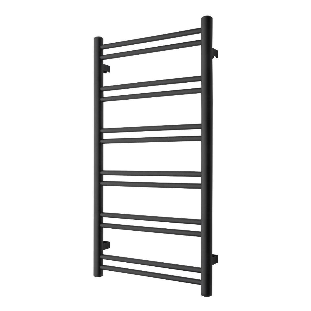 Towel heater - 92x50 cm - for electric connection and central heating, 12 horizontal bars - matte black - DUO 12 - 500 - MASTERSTORE - 5704263990508 - Hydronic Towel Warmers - 1067-TVS - 5704263990508