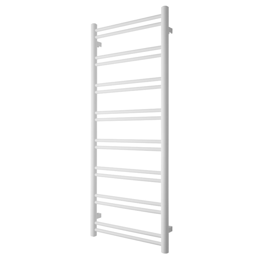 Towel heater - 124x50 cm - for electric connection and central heating, 16 horizontal bars - white glossy - DUO 16 - 500 - MASTERSTORE - 5704263990522 - Hydronic Towel Warmers - 1066-TVS - 5704263990522