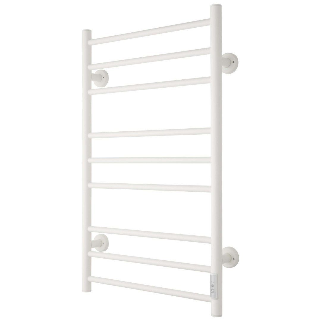 Towel heater - 53x86 cm - for electric connection, with thermostat and timer, 9 horizontal bars - white glossy - ELDO 9 - MASTERSTORE - 5704263990898 - Electric towel warmers - 1085-TVS - 5704263990898