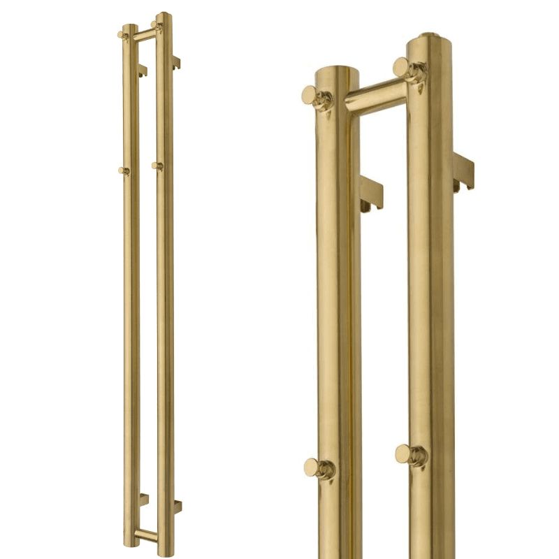 Towel heater - 8,5x180 cm - for electric connection and central heating, 2 vertical bars - brushed brass - PLUS 2 - MASTERSTORE - 5704263990997 - Hydronic Towel Warmers - 1108-TVS - 5704263990997