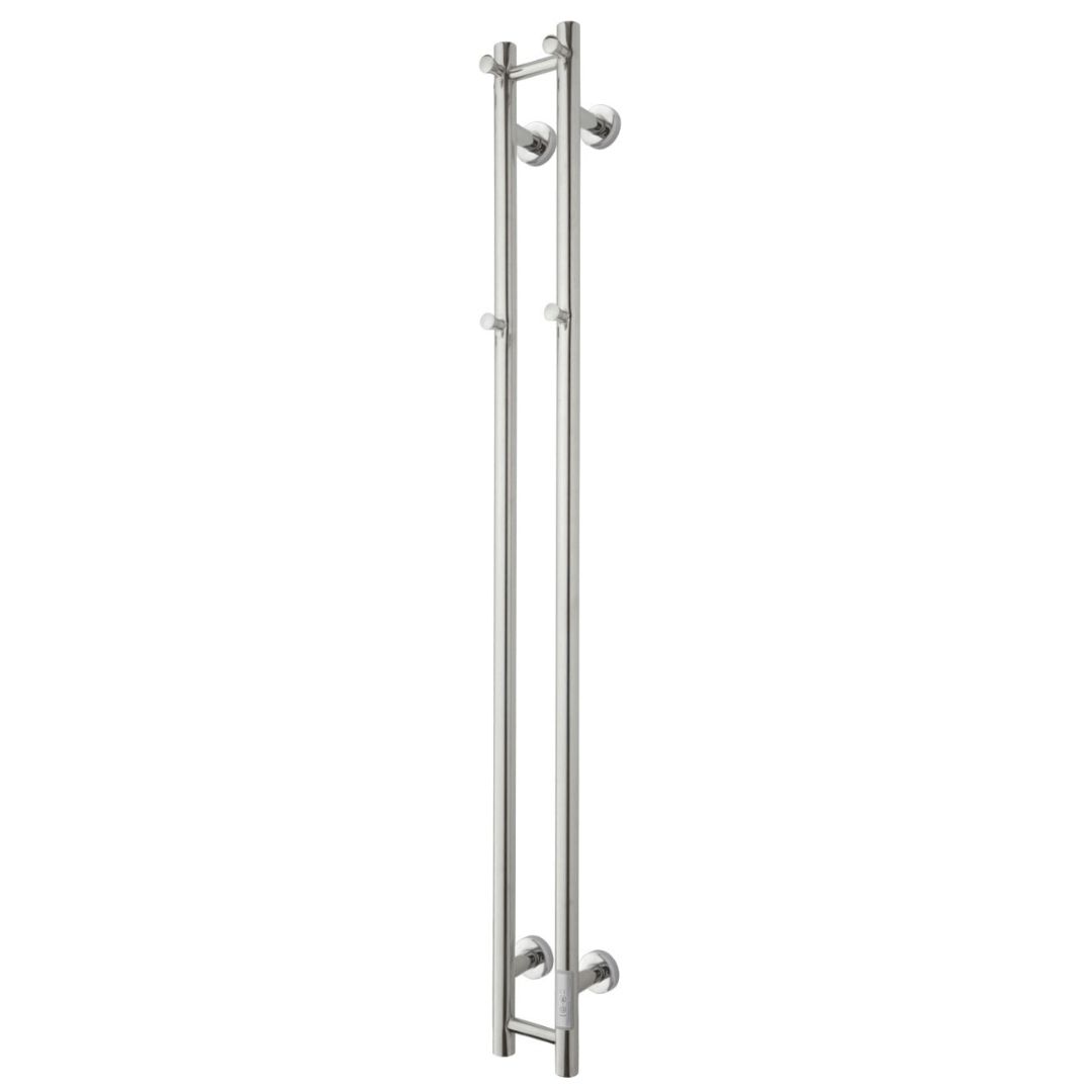 Towel heater - 14x140 cm - for electric connection, with thermostat and timer, 2 vertical bars - white glossy - ELDO 2 - MASTERSTORE - 5704263991024 - Electric towel warmers - 1115-TVS - 5704263991024