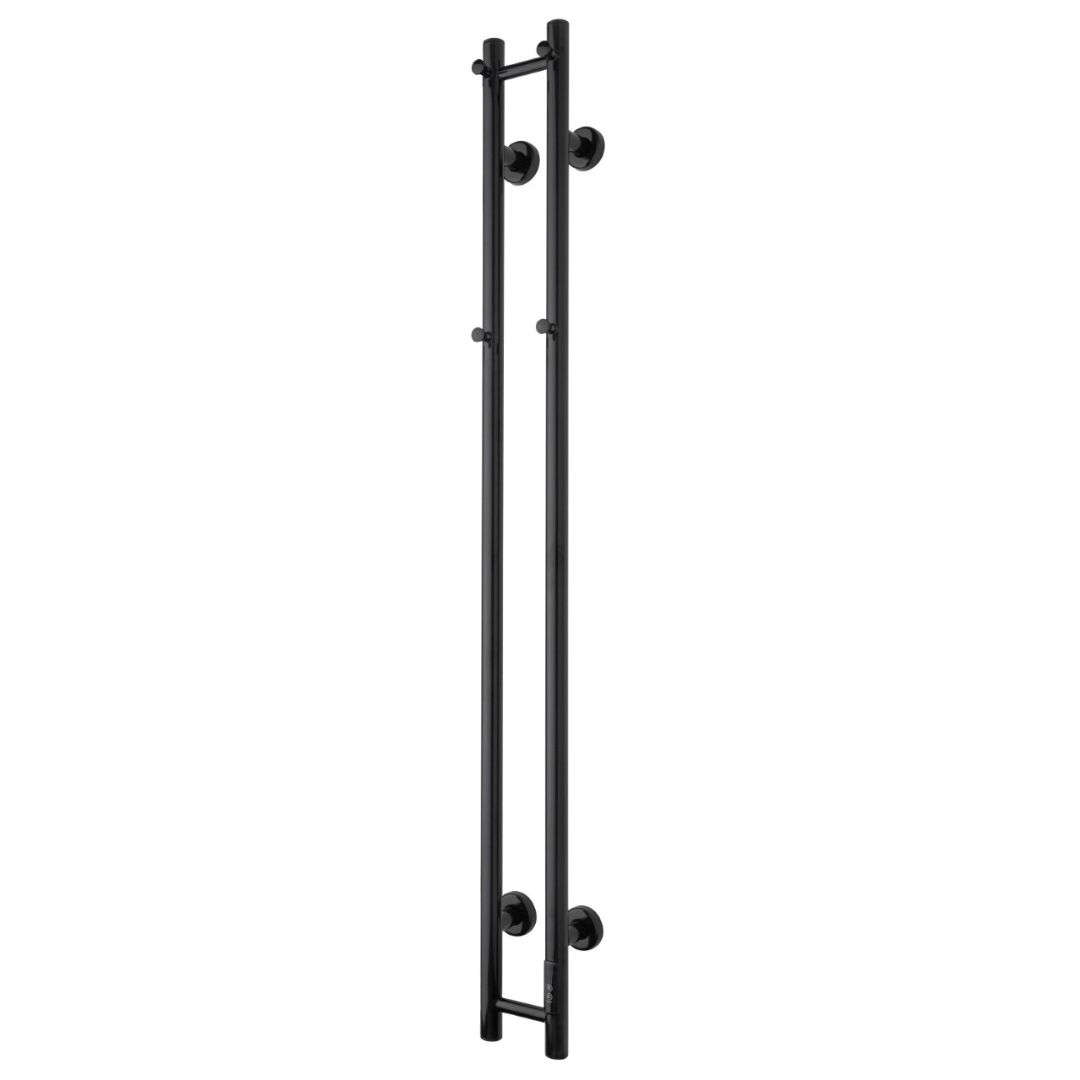 Towel heater - 14x140 cm - for electric connection, with thermostat and timer, 2 vertical bars - white glossy - ELDO 2 - MASTERSTORE - 5704263991024 - Electric towel warmers - 1115-TVS - 5704263991024