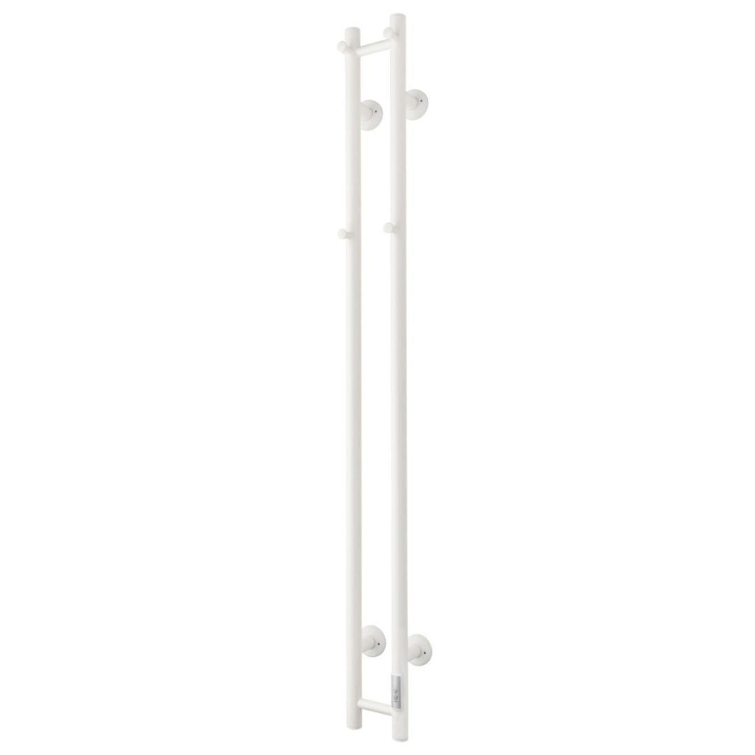 Towel heater - 14x140 cm - for electric connection, with thermostat and timer, 2 vertical bars - white glossy - ELDO 2 - MASTERSTORE - 5704263991024 - Electric towel warmers - 1115-TVS - 5704263991024