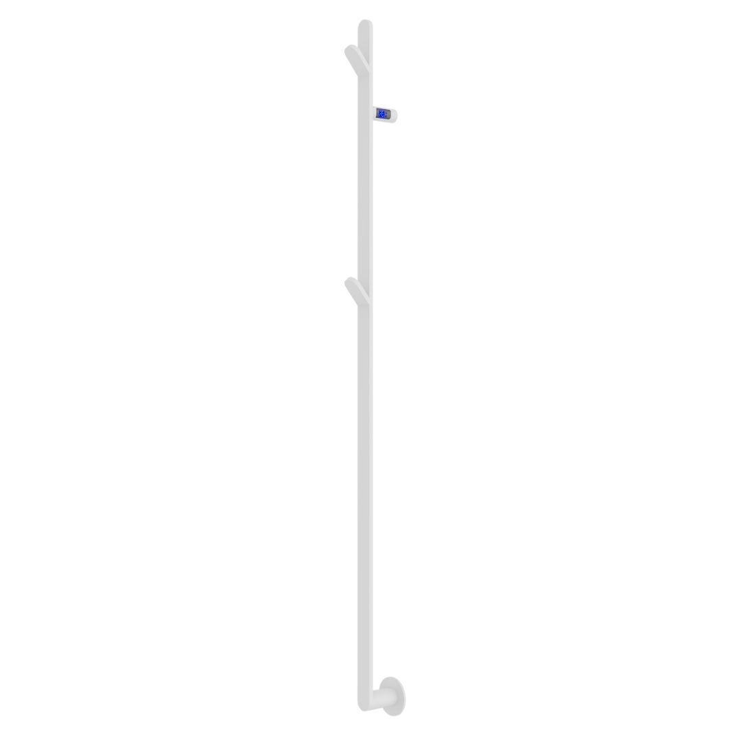 Towel heater - 8,5x180 cm - for electric connection, with thermostat and timer, 1 vertical bar - matt white - PLUS 1 - MASTERSTORE - 5704263991048 - Electric towel warmers - 1117-TVS - 5704263991048