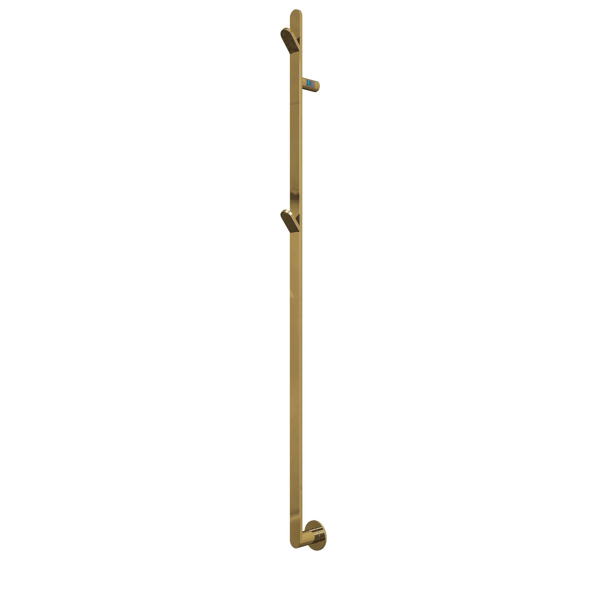 Towel heater - 8,5x180 cm - for electric connection, with thermostat and timer, 1 vertical bar - brushed brass - PLUS 1 - MASTERSTORE - 5704263991086 - Electric towel warmers - 1121-TVS - 5704263991086