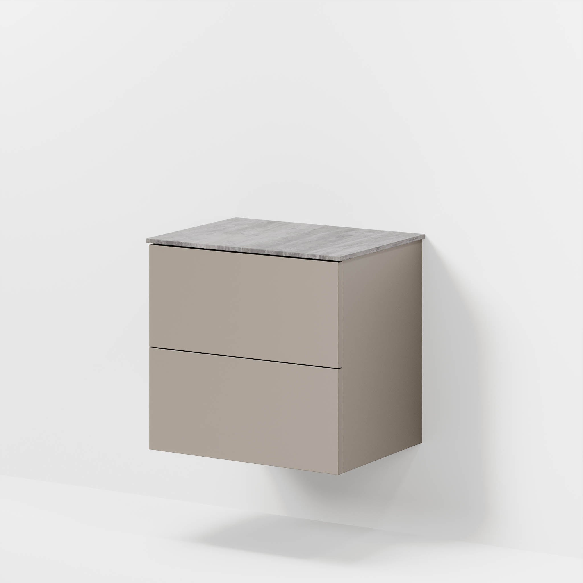 Bathroom furniture with classic fronts - 60x46x56 cm - sandstone mist - melamine countertop in concrete look - Vinderup - MASTERSTORE - 8595677197693 - Furniture Set - Cabinet & Front - 70-060-11-30-80 - 8595677197693