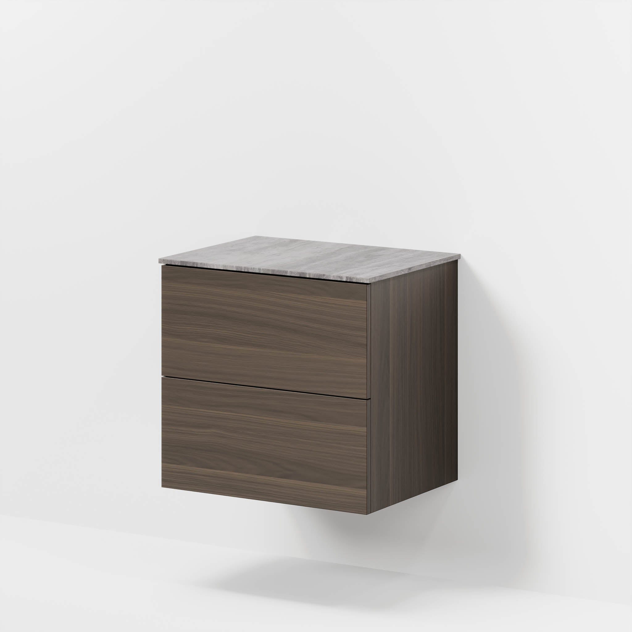 Bathroom furniture with classic fronts - 80x46x56 cm - walnut - melamine countertop in concrete look - Vinderup - MASTERSTORE - 8595677197815 - Furniture Set - Cabinet & Front - 70-080-11-84-80 - 8595677197815