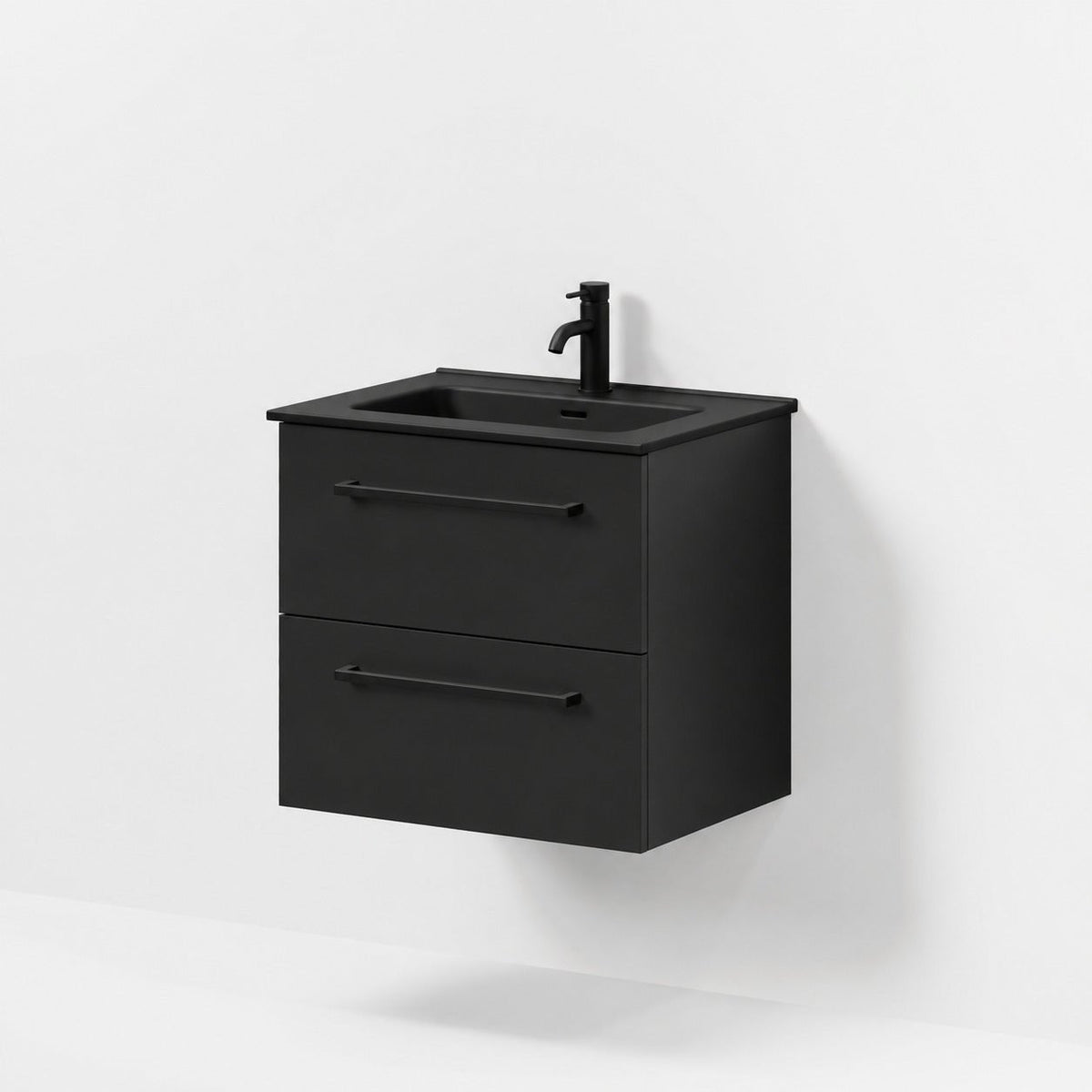 Bathroom furniture with classic fronts - 60x46x57 cm - black mat - black ceramic basin - Vadum - MASTERSTORE - 8595677196245 - Vanity Units - 70-060-56-02-80 - 8595677196245