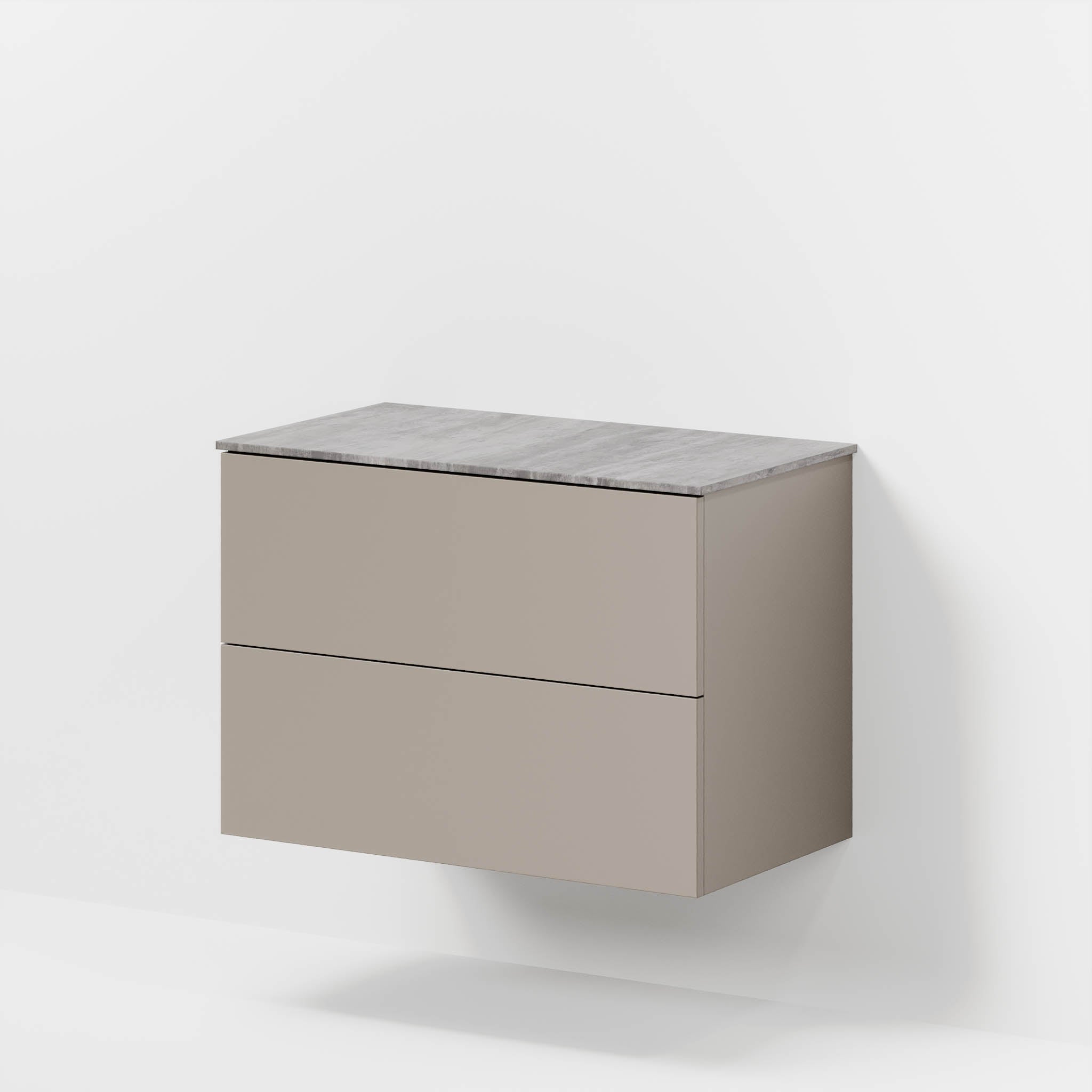 Bathroom furniture with classic fronts - 80x46x56 cm - sandstone mist - melamine countertop in concrete look - Vinderup - MASTERSTORE - 8595677197709 - Furniture Set - Cabinet & Front - 70-080-11-30-80 - 8595677197709
