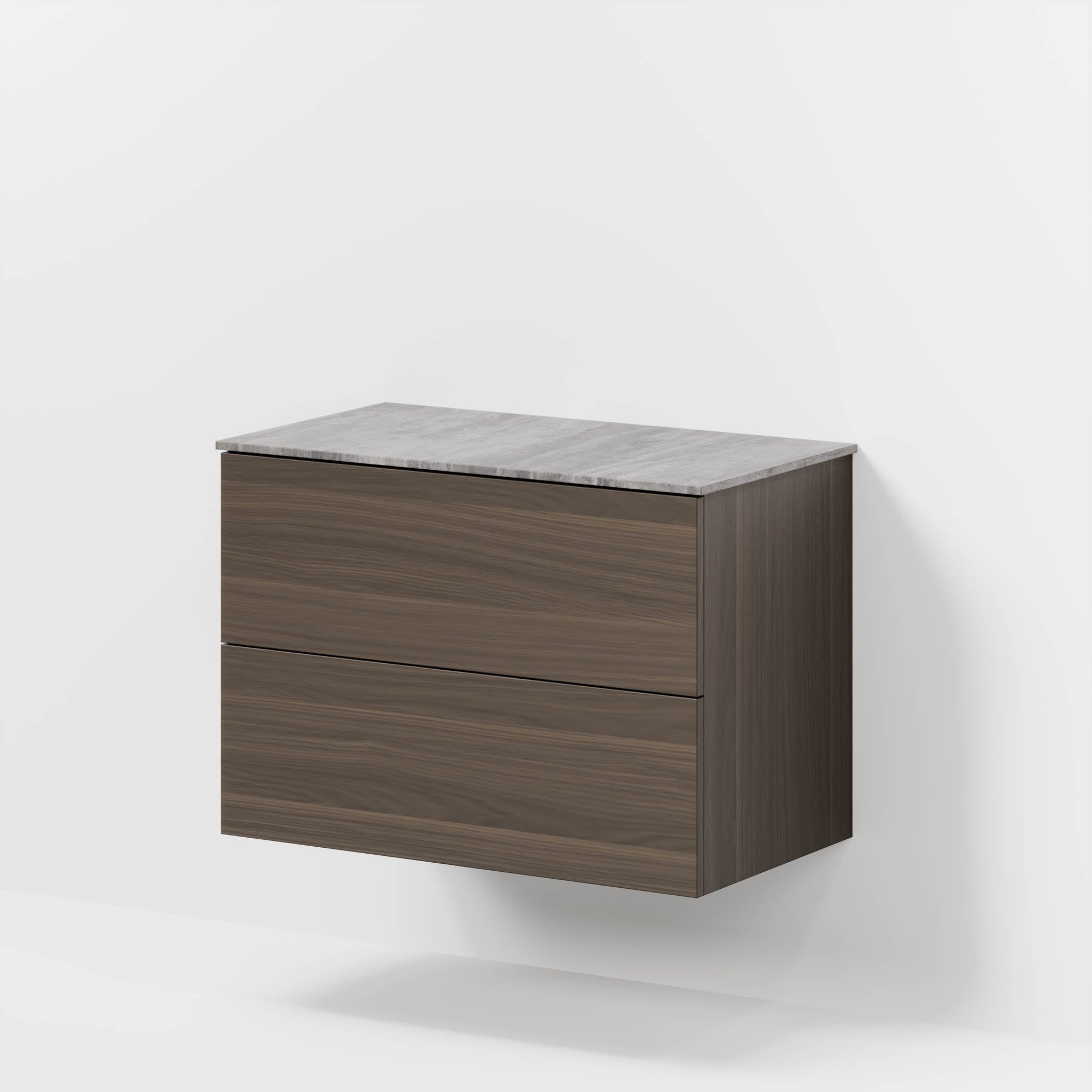 Bathroom furniture with classic fronts - 80x46x56 cm - walnut - melamine countertop in concrete look - Vinderup - MASTERSTORE - 8595677197815 - Furniture Set - Cabinet & Front - 70-080-11-84-80 - 8595677197815