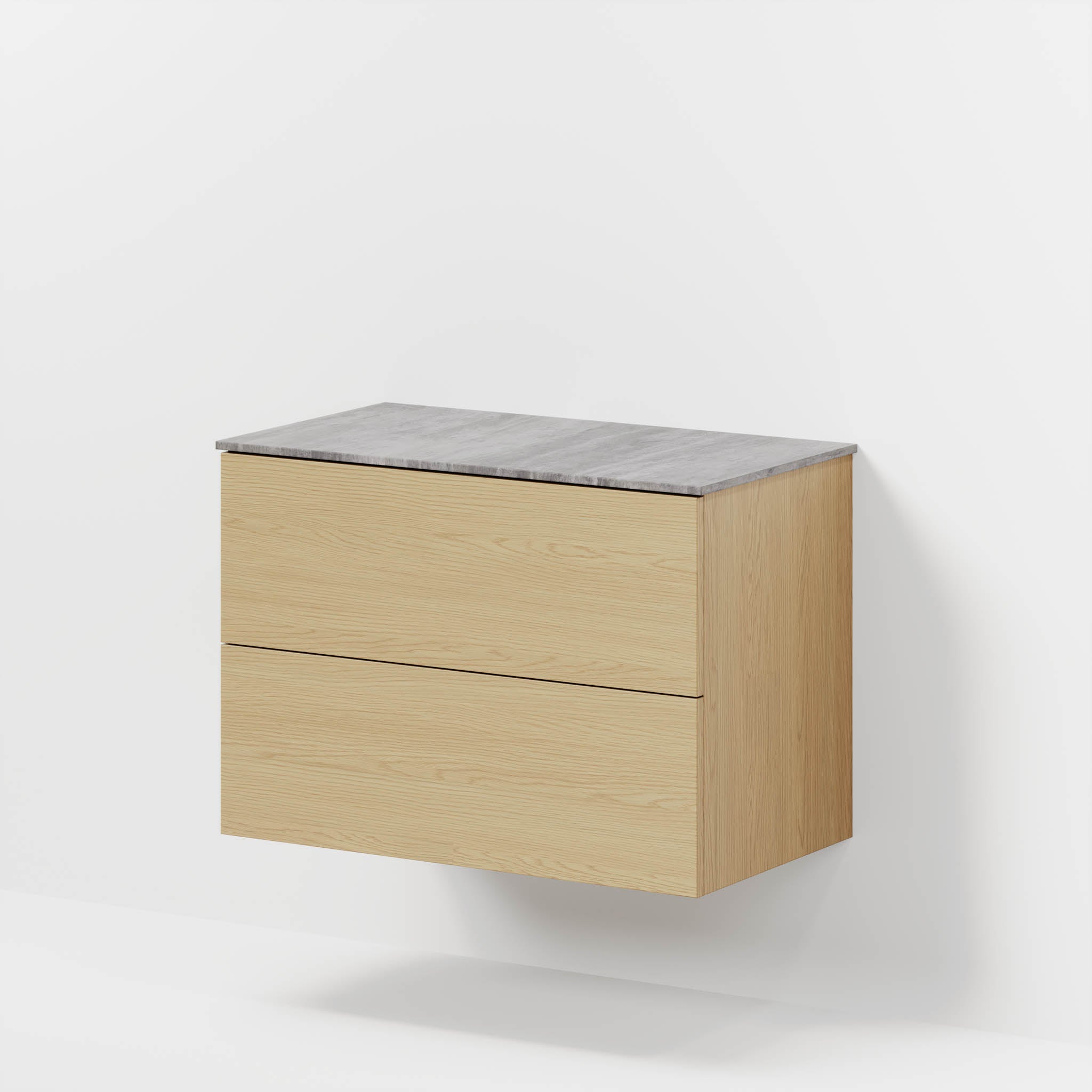 Bathroom furniture with classic fronts - 80x46x56 cm - oak - melamine countertop in concrete look - Vinderup - MASTERSTORE - 8595677197761 - Furniture Set - Cabinet & Front - 70-080-11-86-80 - 8595677197761