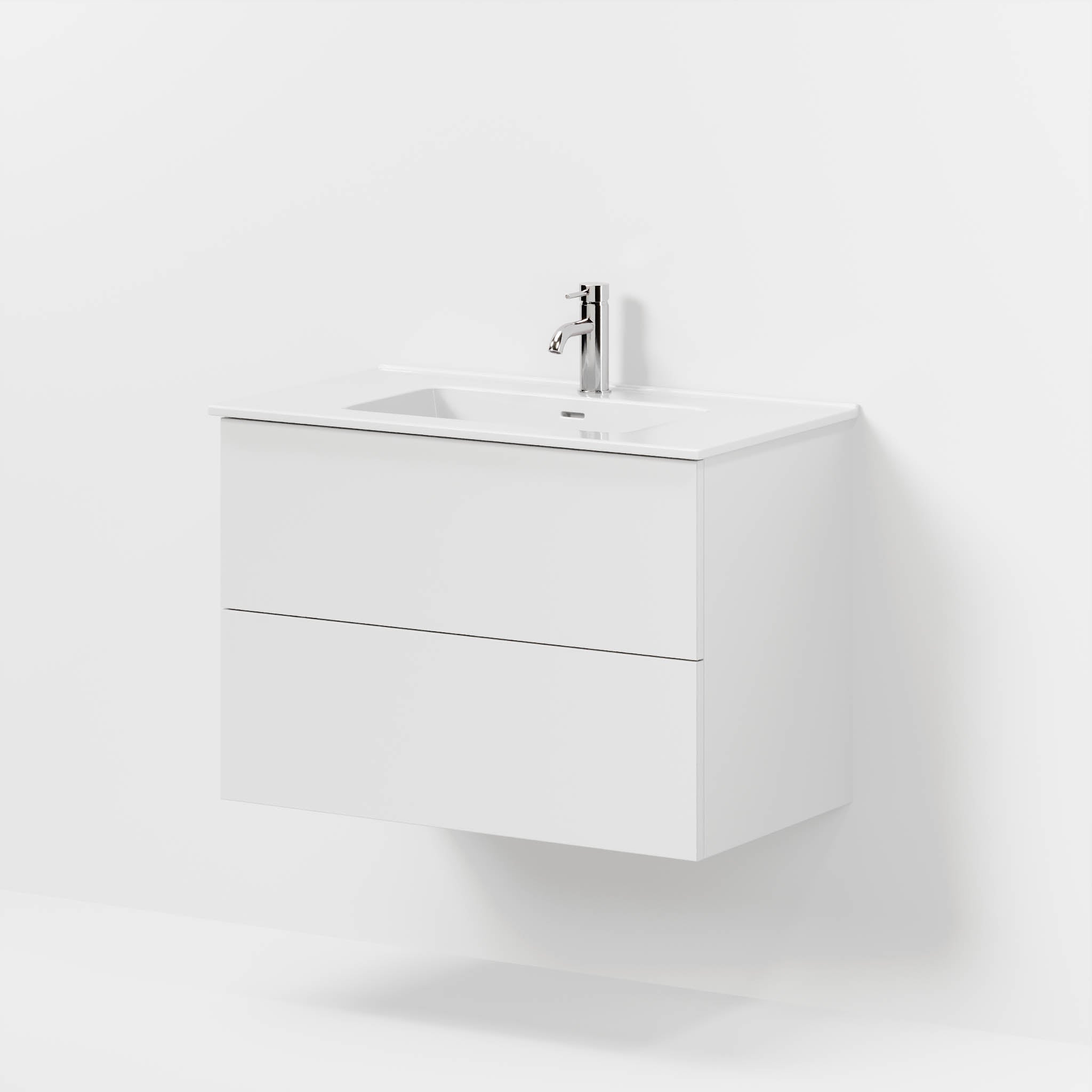 Bathroom furniture with classic fronts - 80x46x57 cm - matte white - ceramic basin - Vestbjerg - MASTERSTORE - 8595677196467 - Furniture Set - Basin & Cabinet - 70-080-54-01-80 - 8595677196467