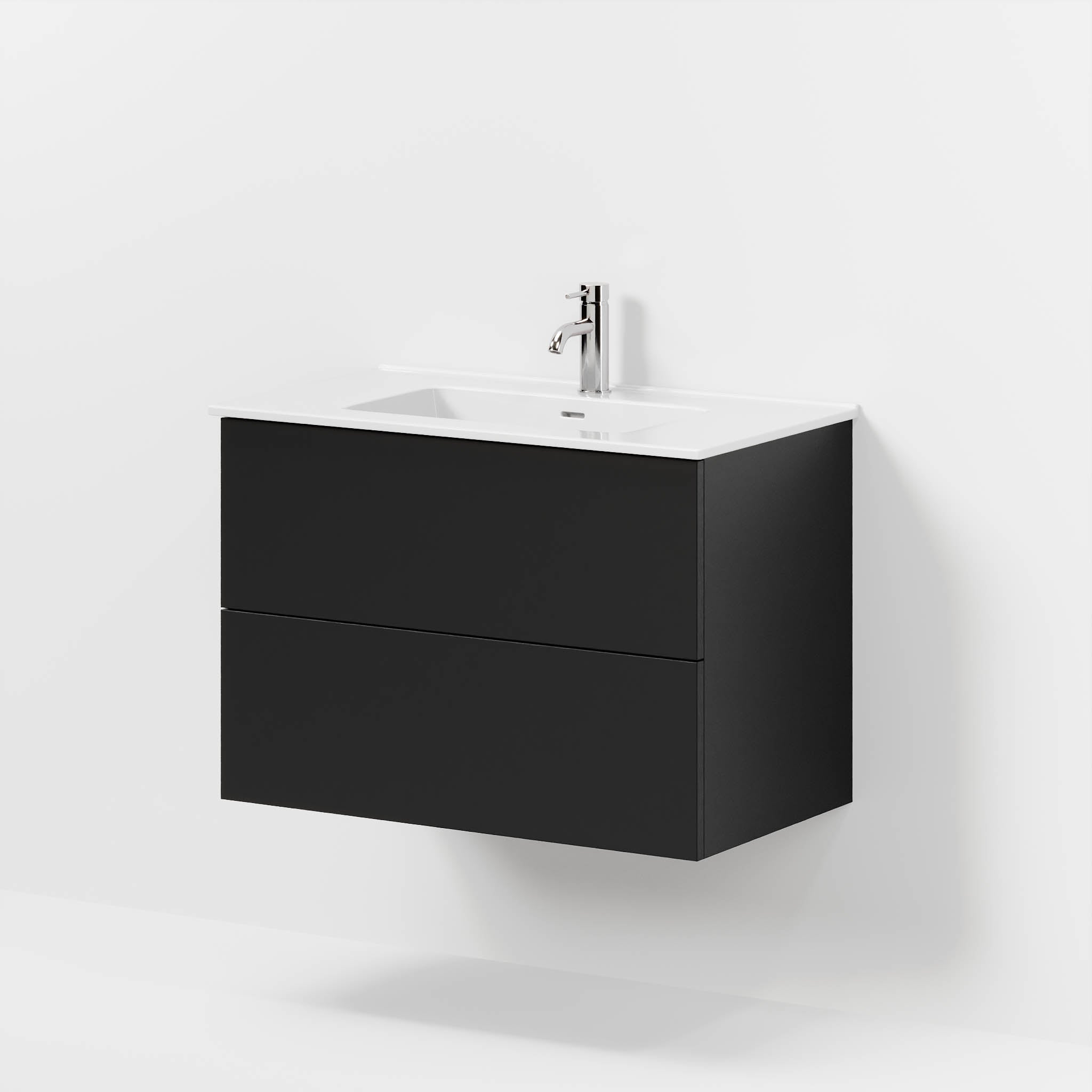 Bathroom furniture with classic fronts - 80x46x57 cm - black mat - ceramic basin - Vestberg - MASTERSTORE - 8595677196528 - Furniture Set - Basin & Cabinet - 70-080-54-02-80 - 8595677196528