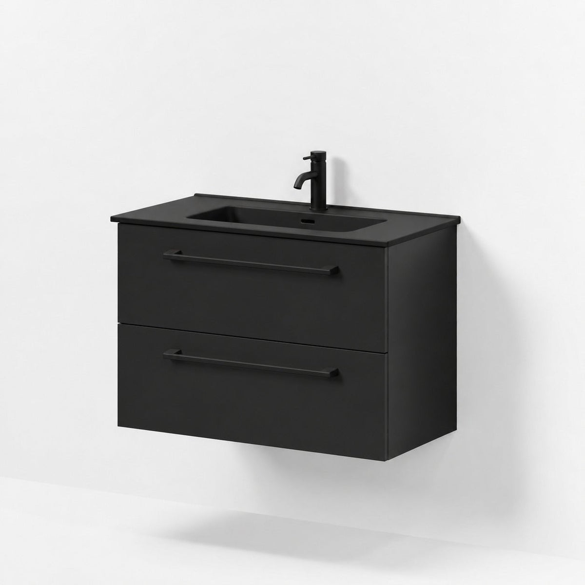 Bathroom furniture with classic fronts - 80x46x57 cm - black mat - black ceramic basin - Vadum - MASTERSTORE - 8595677196252 - Vanity Units - 70-080-56-02-80 - 8595677196252