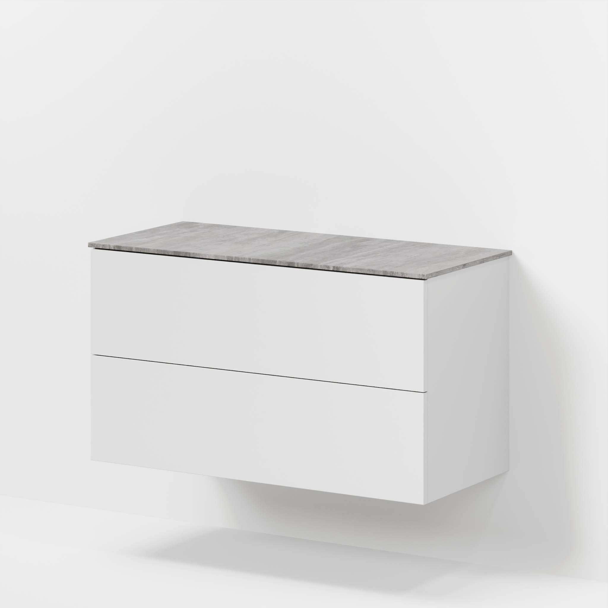 Bathroom furniture with classic fronts - 100x46x56 cm - white mat - melamine countertop in concrete look - Vinderup - MASTERSTORE - 8595677197594 - Furniture Set - Cabinet & Front - 70-100-11-01-80 - 8595677197594