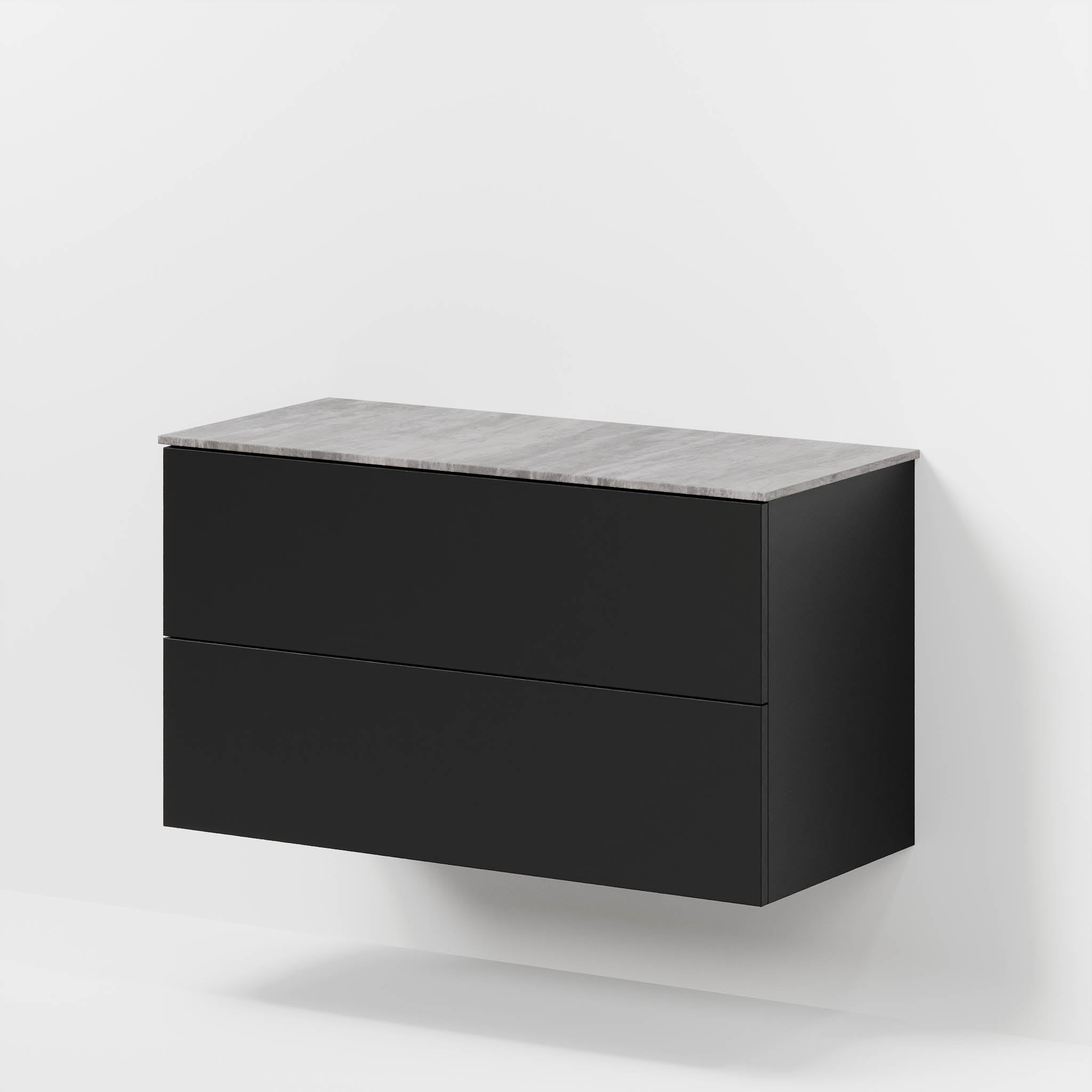 Bathroom furniture with classic fronts - 100x46x56 cm - black mat - melamine countertop in concrete look - Vinderup - MASTERSTORE - 8595677197655 - Furniture Set - Cabinet & Front - 70-100-11-02-80 - 8595677197655