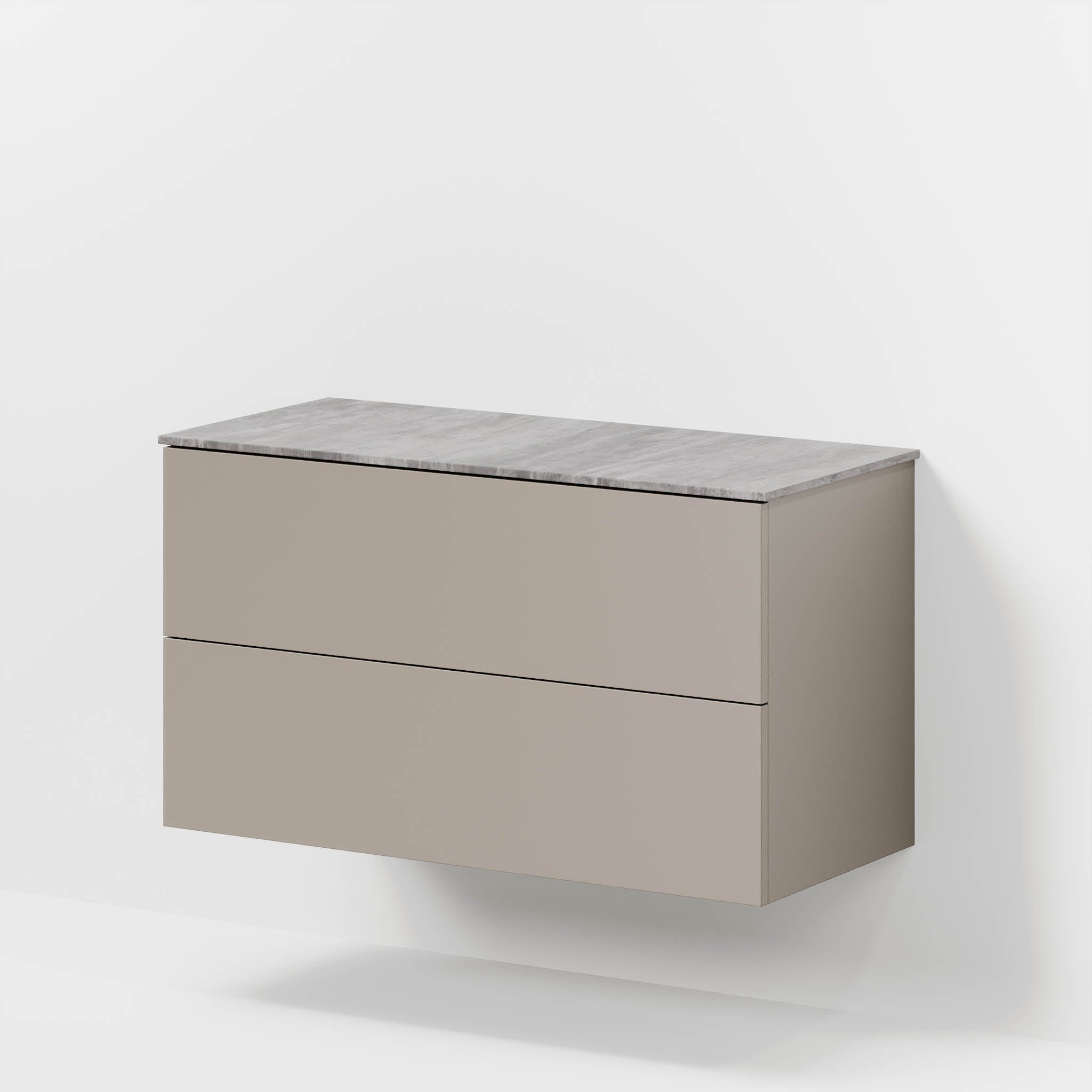 Bathroom furniture with classic fronts - 100x46x56 cm - sandstone mist - melamine countertop in concrete look - Vinderup - MASTERSTORE - 8595677197716 - Furniture Set - Cabinet & Front - 70-100-11-30-80 - 8595677197716