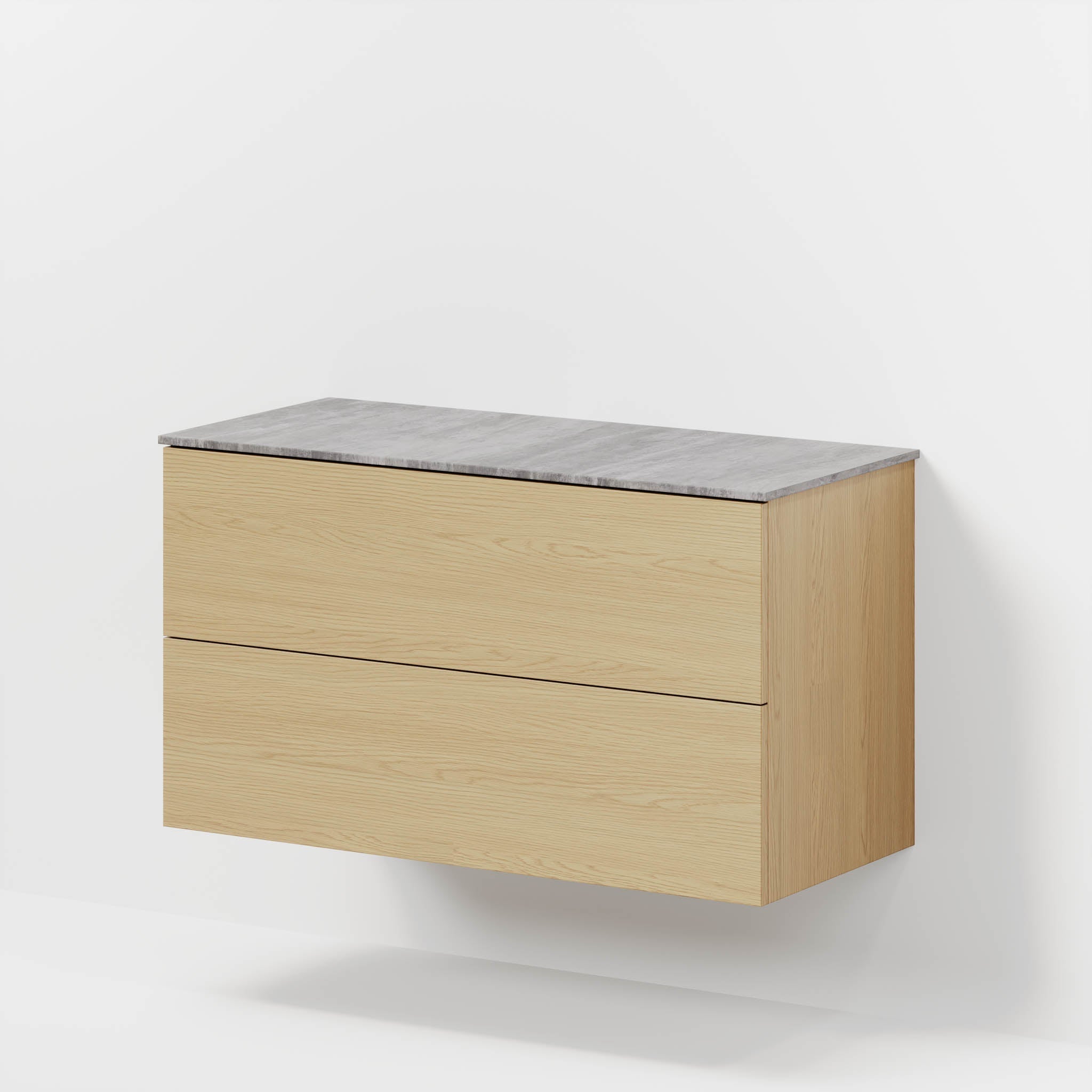 Bathroom furniture with classic fronts - 100x46x56 cm - oak - melamine countertop in concrete look - Vinderup - MASTERSTORE - 8595677197778 - Furniture Set - Cabinet & Front - 70-100-11-86-80 - 8595677197778