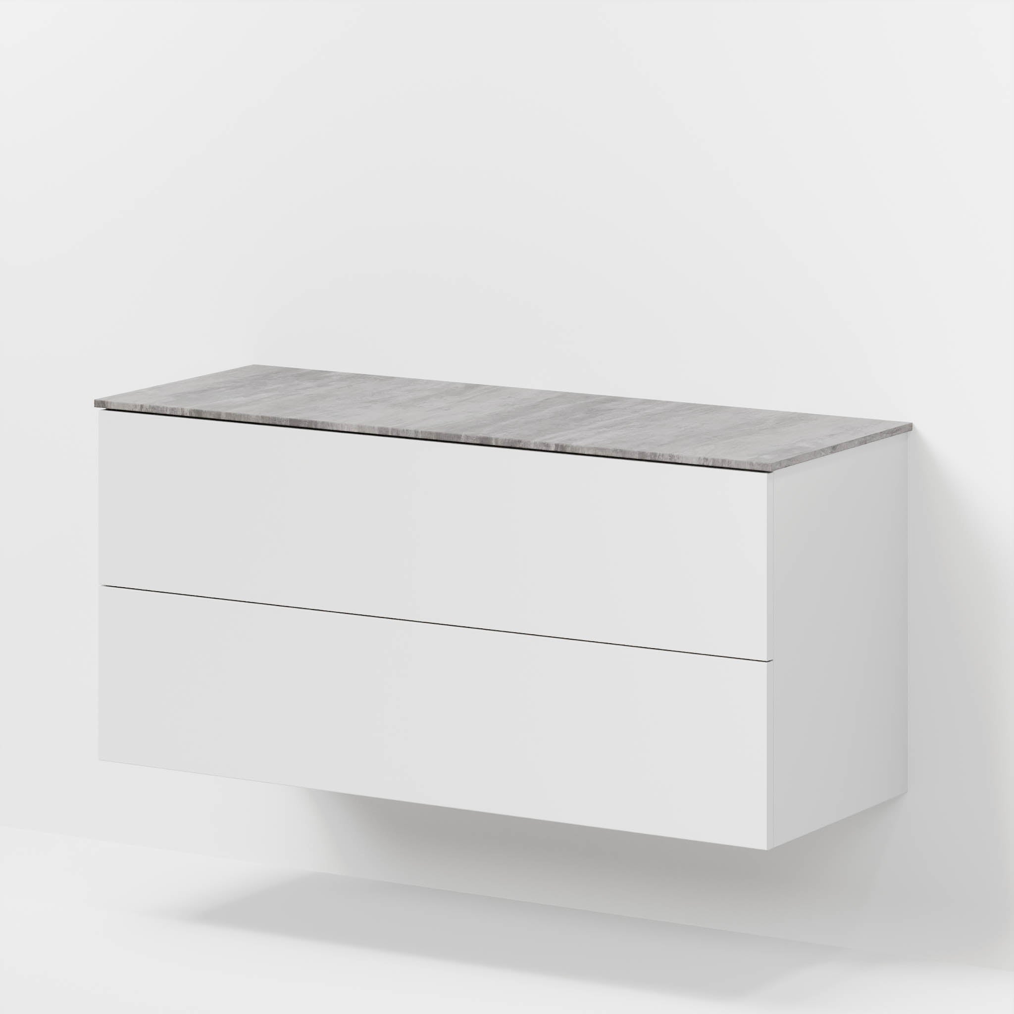 Bathroom furniture with classic fronts - 120x46x56 cm - white mat - melamine countertop in concrete look - Vinderup - MASTERSTORE - 8595677197600 - Furniture Set - Cabinet & Front - 70-120-11-01-80 - 8595677197600