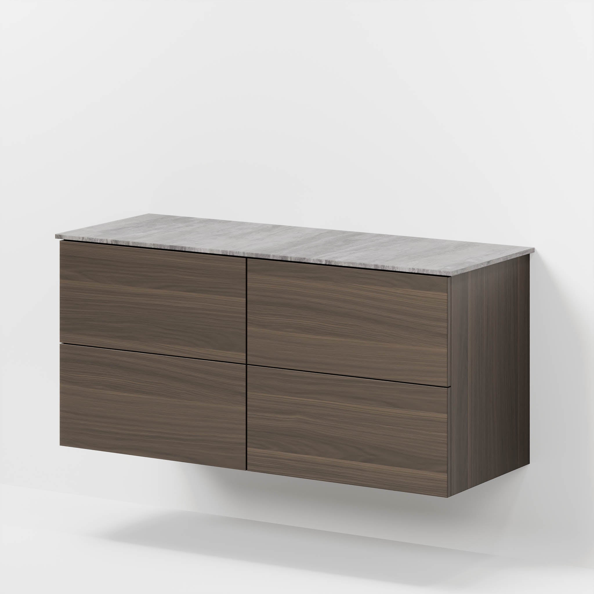 Bathroom furniture with classic fronts - 120x46x56 cm - walnut - melamine countertop in concrete look for double wash basin - Vinderup - MASTERSTORE - 8595677197839 - Furniture Set - Cabinet & Front - 70-120-11-84-81 - 8595677197839