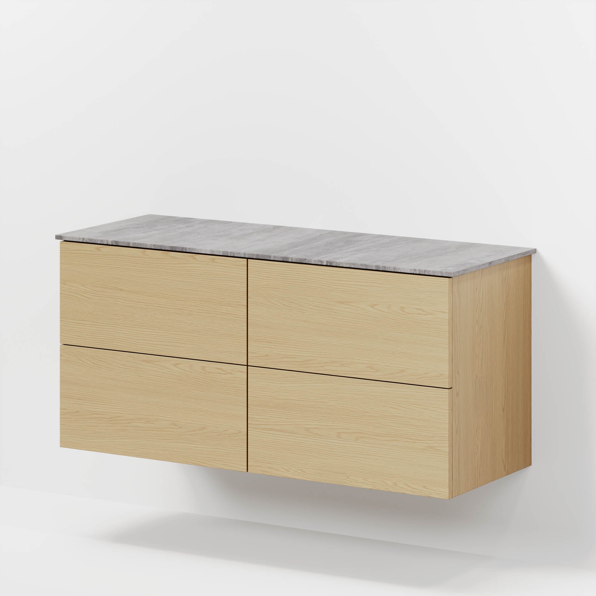 Bathroom furniture with classic fronts - 120x46x56 cm - oak - melamine countertop in concrete look for double wash basin - Vinderup - MASTERSTORE - 8595677197785 - Furniture Set - Cabinet & Front - 70-120-11-86-81 - 8595677197785