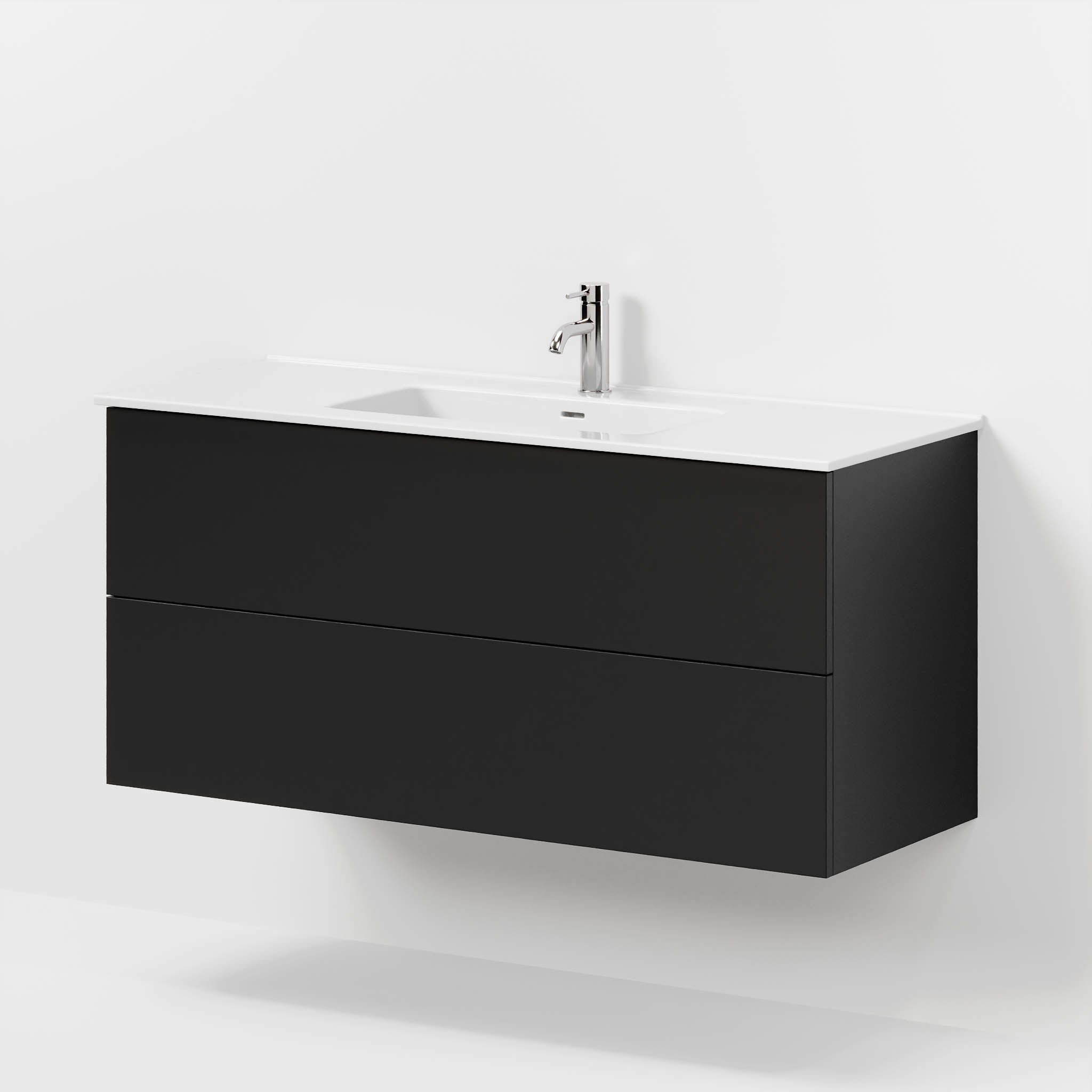 Bathroom furniture with classic fronts - 120x46x57 cm - black mat - ceramic basin - Vestberg - MASTERSTORE - 8595677196542 - Furniture Set - Basin & Cabinet - 70-120-54-02-80 - 8595677196542