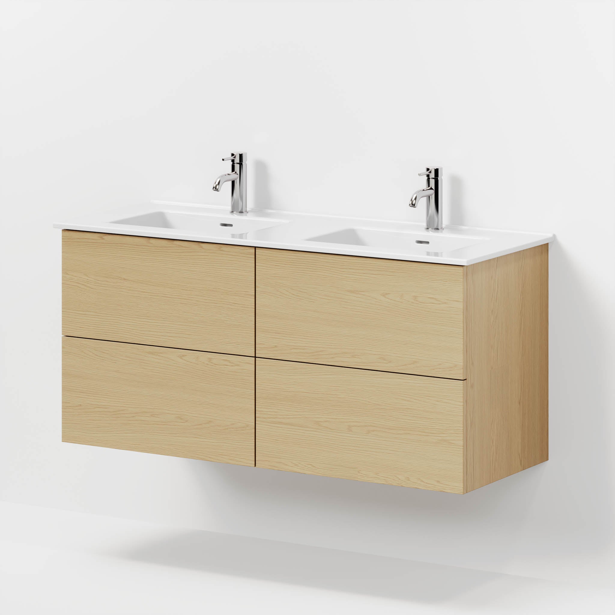 Bathroom furniture with classic fronts - 120x46x57 cm - oak - ceramic double basin - Vestbjerg - MASTERSTORE - 8595677196658 - Furniture Set - Basin & Cabinet - 70-120-54-86-81 - 8595677196658