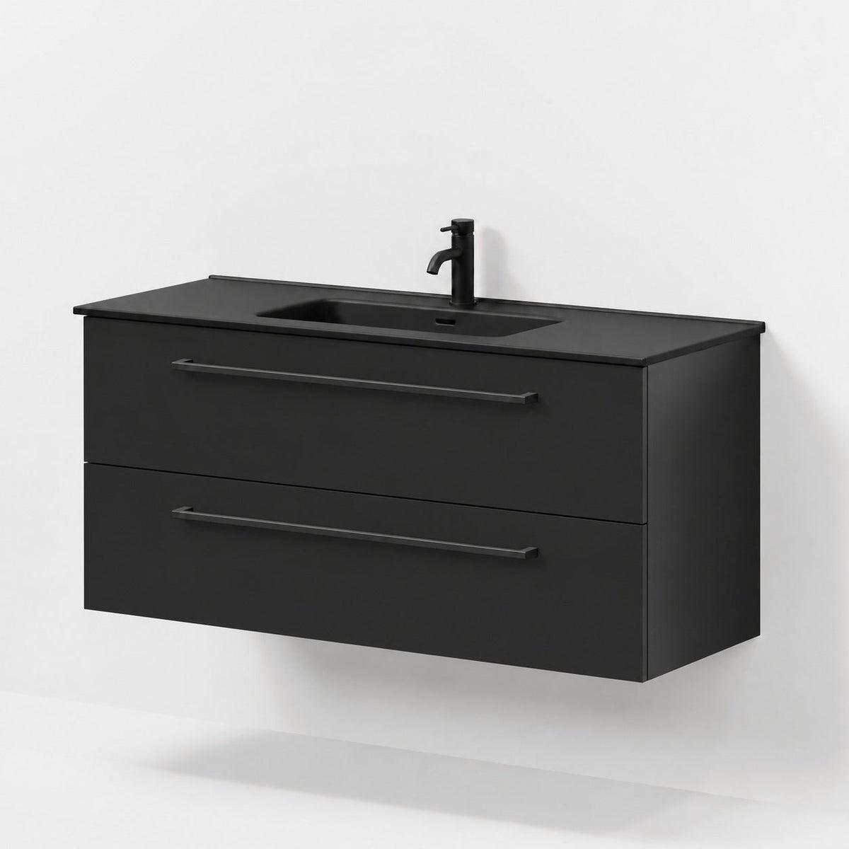 Bathroom furniture with classic fronts - 120x46x57 cm - black mat - black ceramic basin - Vadum - MASTERSTORE - 8595677196276 - Vanity Units - 70-120-56-02-80 - 8595677196276