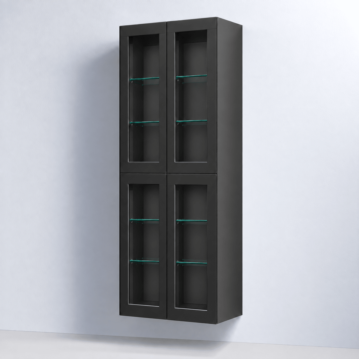 Tall Cabinet with 2 Framed Glass Doors - 70x45x174 cm - Matt Black - Stockholm - MASTERSTORE - 8595677182583 - Tall Cabinets - 71-070-00-02-42 - 8595677182583