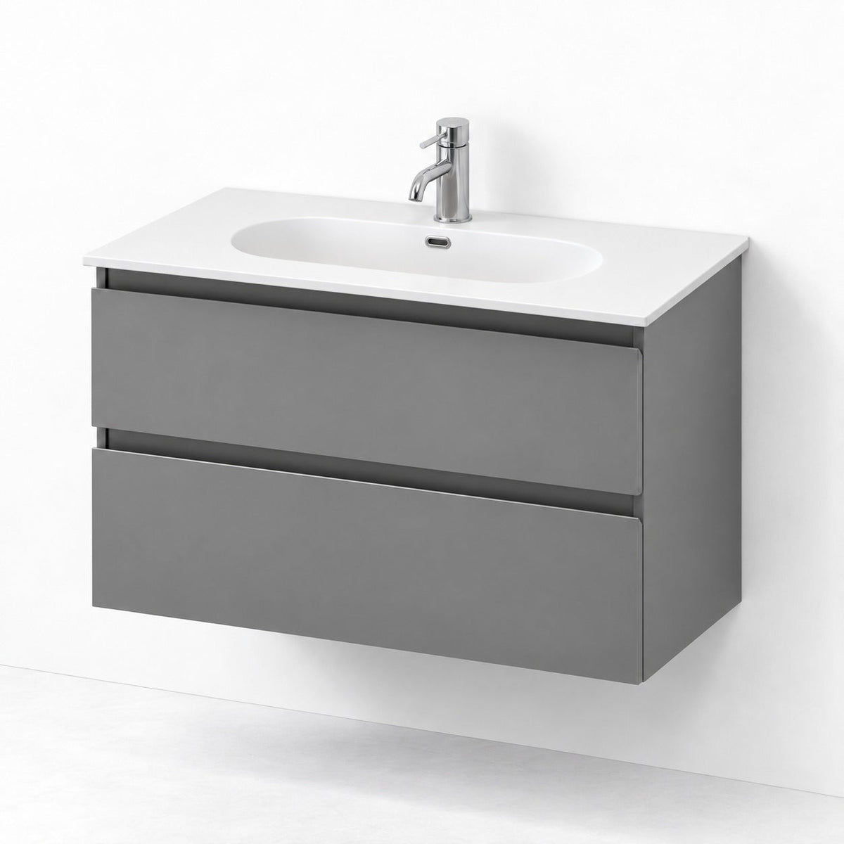 Vanity unit 80 cm in matt grey with white basin - Skagen - MASTERSTORE - 8595677151046 - Vanity Units - 73-080-72-03-30 - 8595677151046