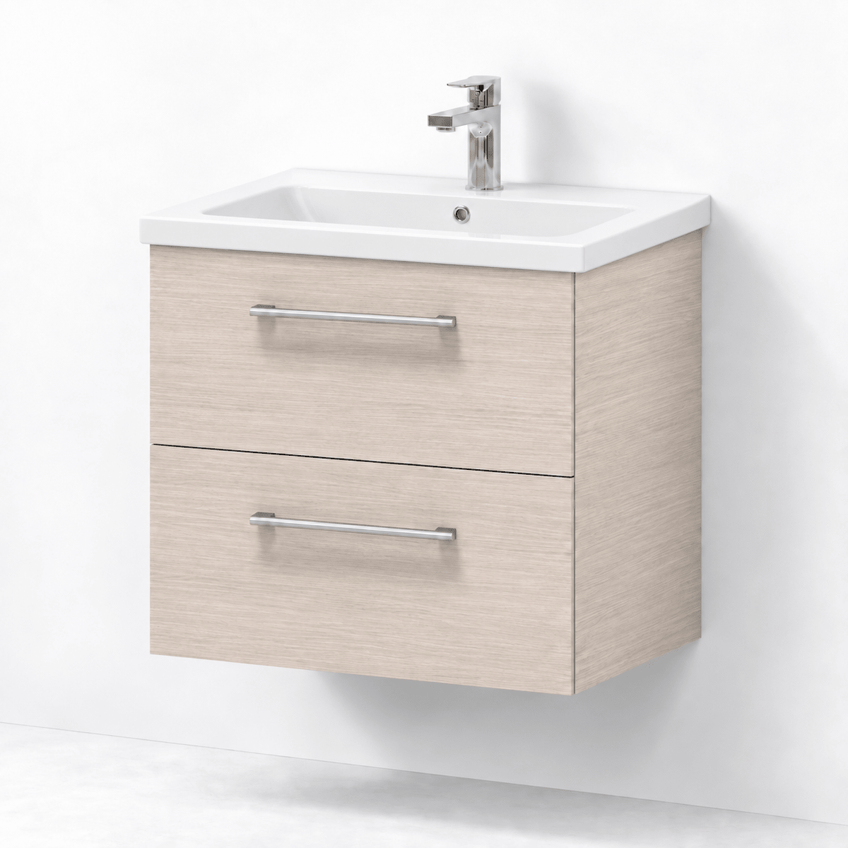 Vanity unit 60 cm in grey wood with porcelain basin - Melhus - MASTERSTORE - 8595677172041 - Vanity Units - 75-060-68-33-40 - 8595677172041