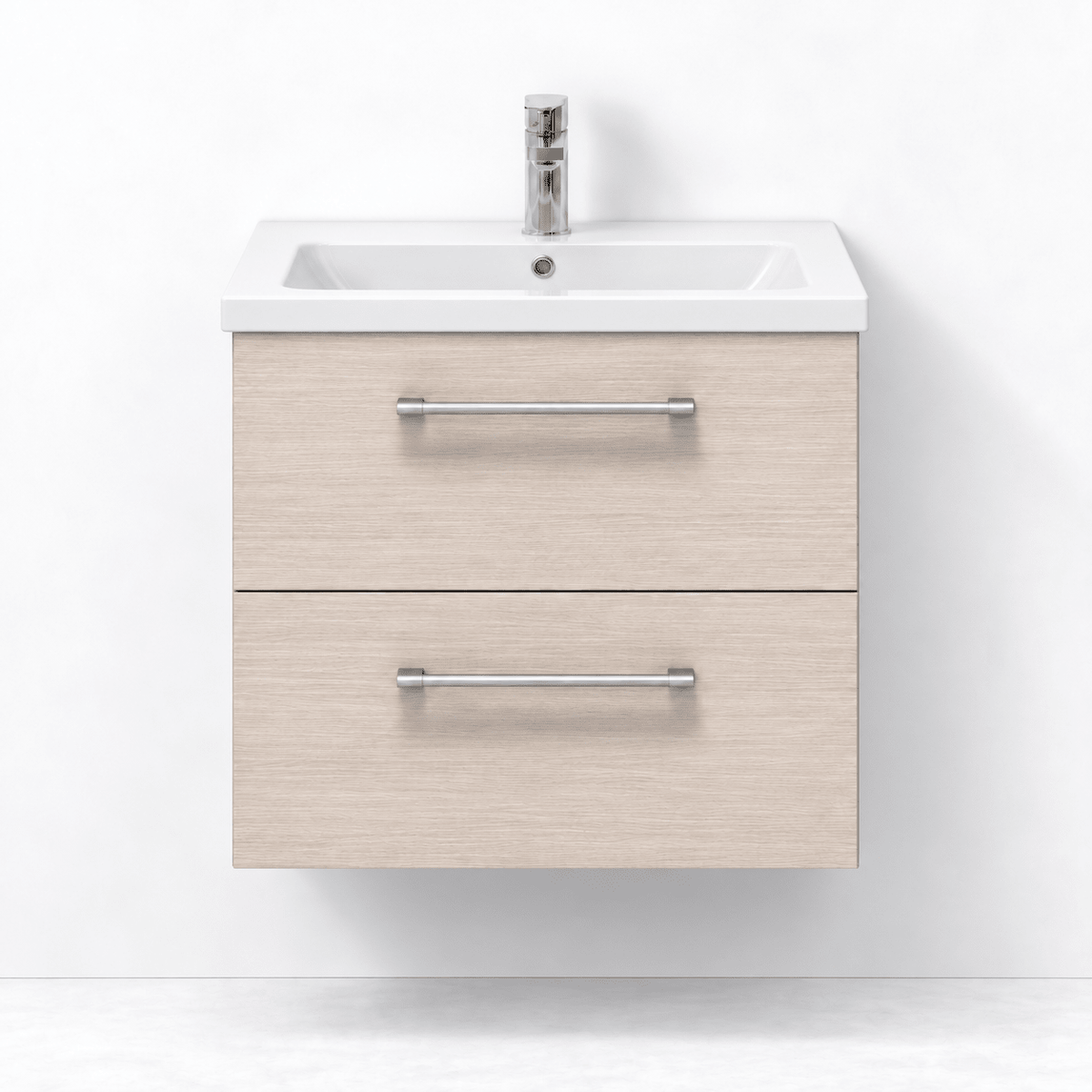 Vanity unit 60 cm in grey wood with porcelain basin - Melhus - MASTERSTORE - 8595677172041 - Vanity Units - 75-060-68-33-40 - 8595677172041