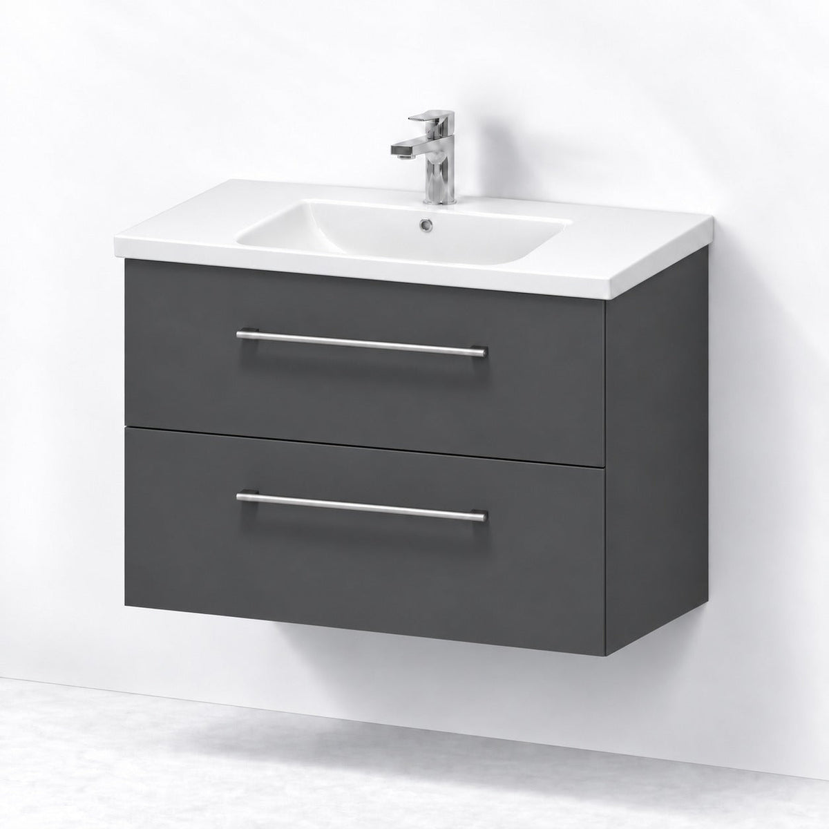 Vanity unit 80 cm in anthracite grey with porcelain basin - Melhus - MASTERSTORE - 8595677171990 - Vanity Units - 75-080-68-43-40 - 8595677171990