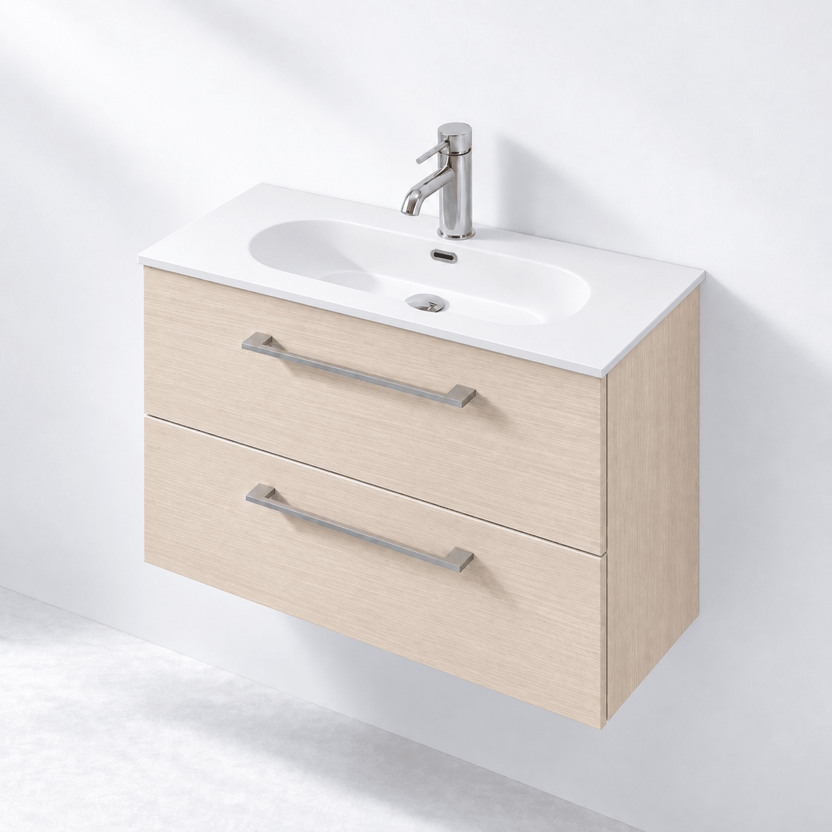 Vanity unit 80 cm in grey wood with Solid Surface basin - Harstad - MASTERSTORE - 8595677189742 - Vanity Units - 75-080-72-33-40 - 8595677189742