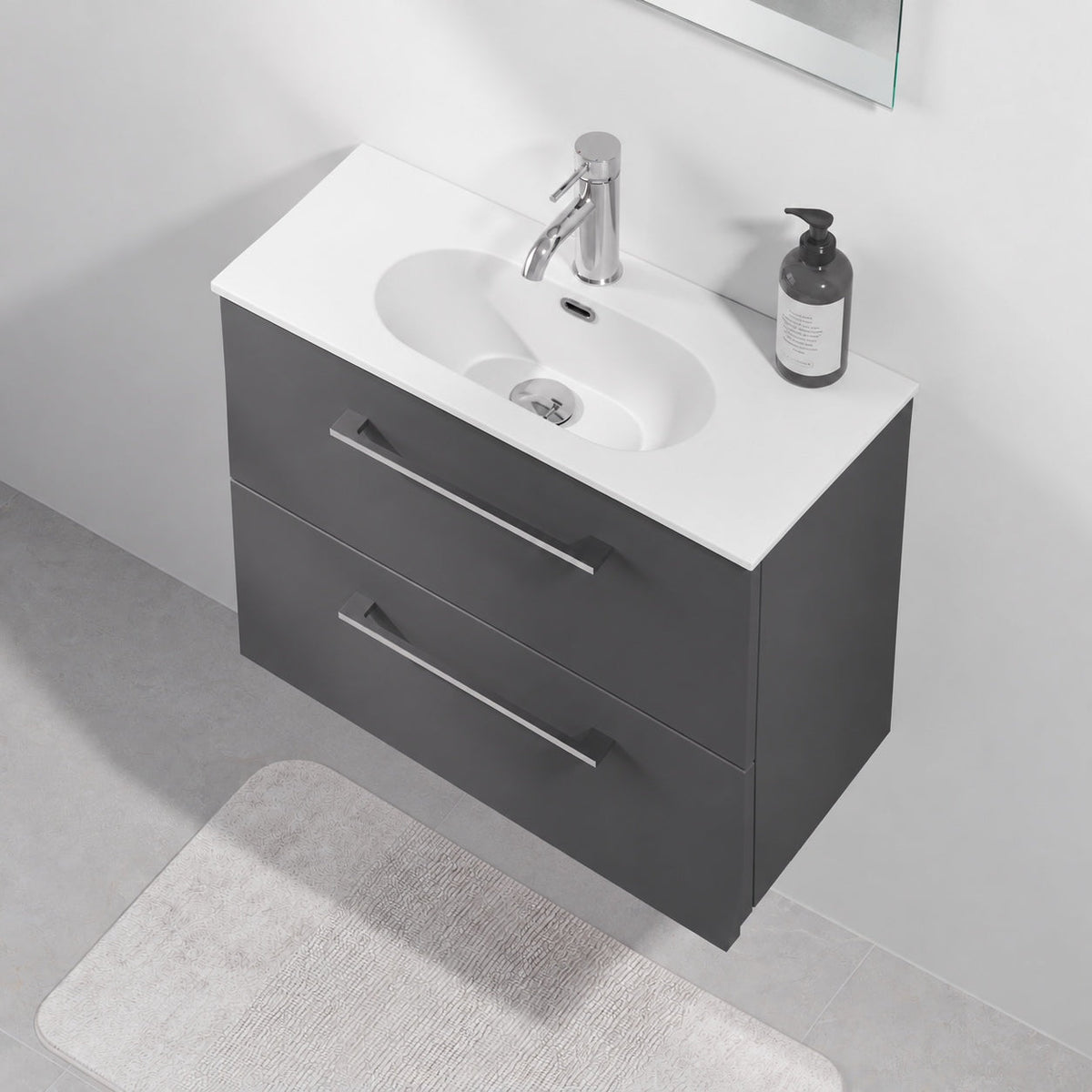 Vanity unit 80 cm in anthracite grey with Solid Surface basin - Harstad - MASTERSTORE - 8595677189698 - Vanity Units - 75-080-72-43-40 - 8595677189698