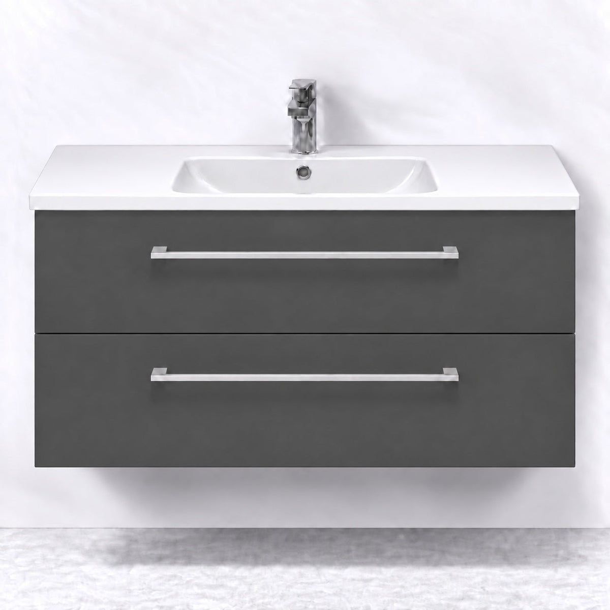 Vanity unit 100 cm in anthracite grey with porcelain basin - Viggo - MASTERSTORE - 8595677174991 - Vanity Units - 75-100-68-43-50 - 8595677174991