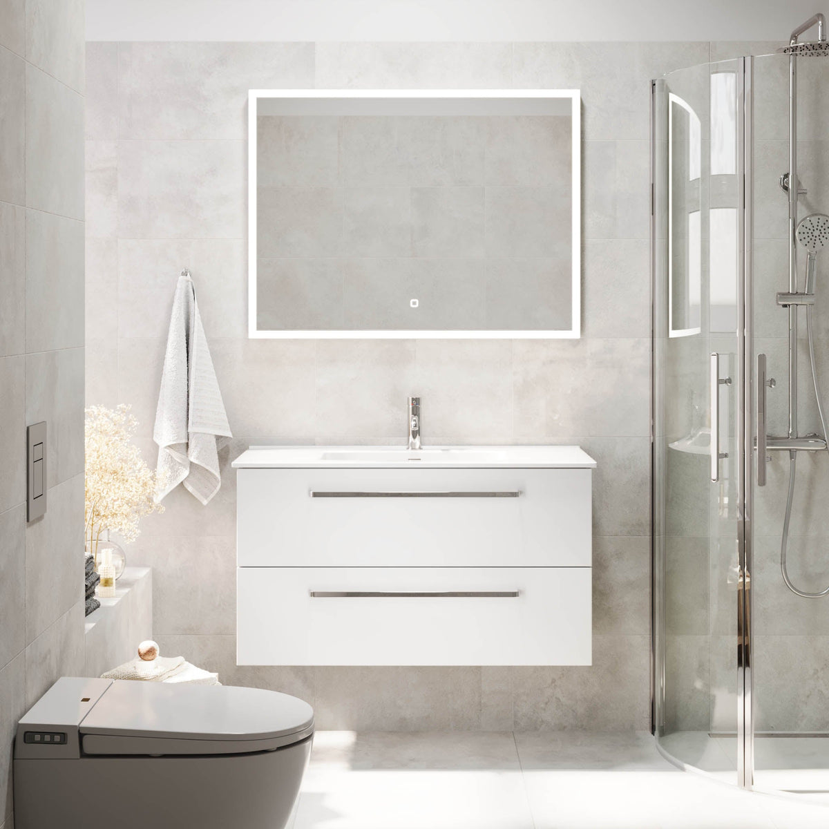 Voss, Furniture Set - Basin & Cabinet, White Mat - 100 cm - MASTERSTORE - 8595677194319 - Furniture Set - Basin & Cabinet - 70-100-54-01-60 - 8595677194319