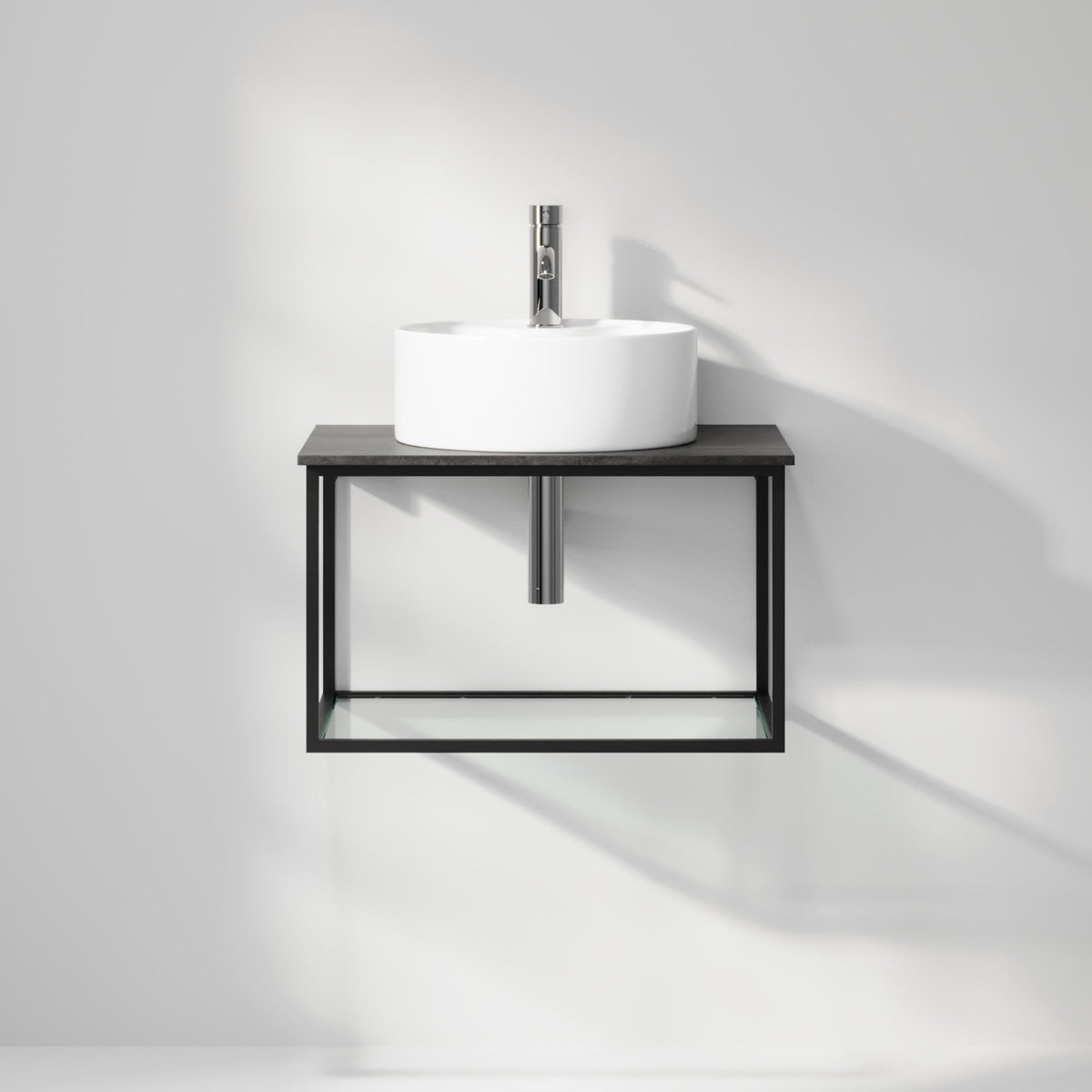 Vanity unit 60 cm in matt black with glass shelf - Stenstorp - MASTERSTORE - 8595677159967 - Vanity Units - 79-060-11-02-40 - 8595677159967