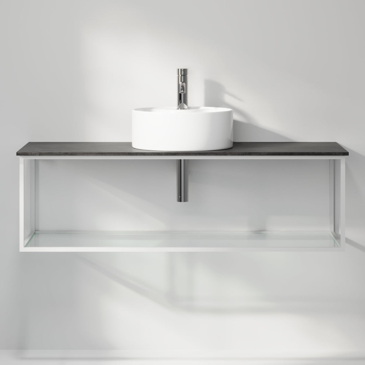Vanity unit 120 cm in matt white with glass shelf - Stenstorp - MASTERSTORE - 8595677160017 - Vanity Units - 79-120-11-01-40 - 8595677160017