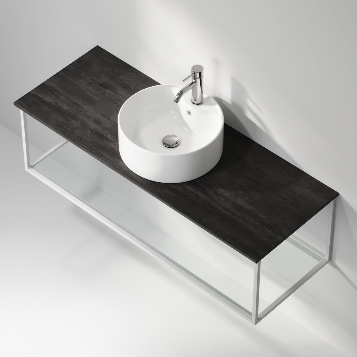 Vanity unit 120 cm in matt white with glass shelf - Stenstorp - MASTERSTORE - 8595677160017 - Vanity Units - 79-120-11-01-40 - 8595677160017