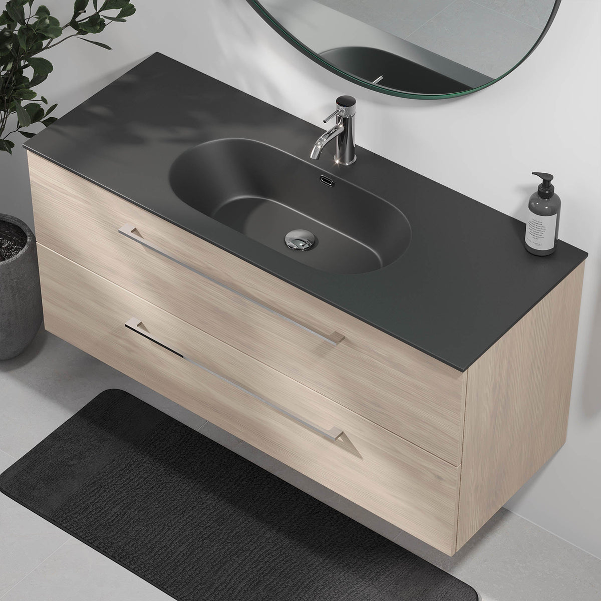 Horten, Furniture Set - Basin & Cabinet, Grey Wood - 60 cm - MASTERSTORE - 8595677190939 - Furniture Set - Code - 75-060-60-33-41 - 8595677190939