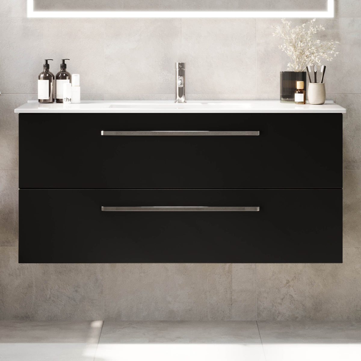 Voss, Furniture Set - Basin & Cabinet, Black Mat - 120 cm - MASTERSTORE - 8595677194401 - Furniture Set - Basin & Cabinet - 70-120-54-02-62 - 8595677194401