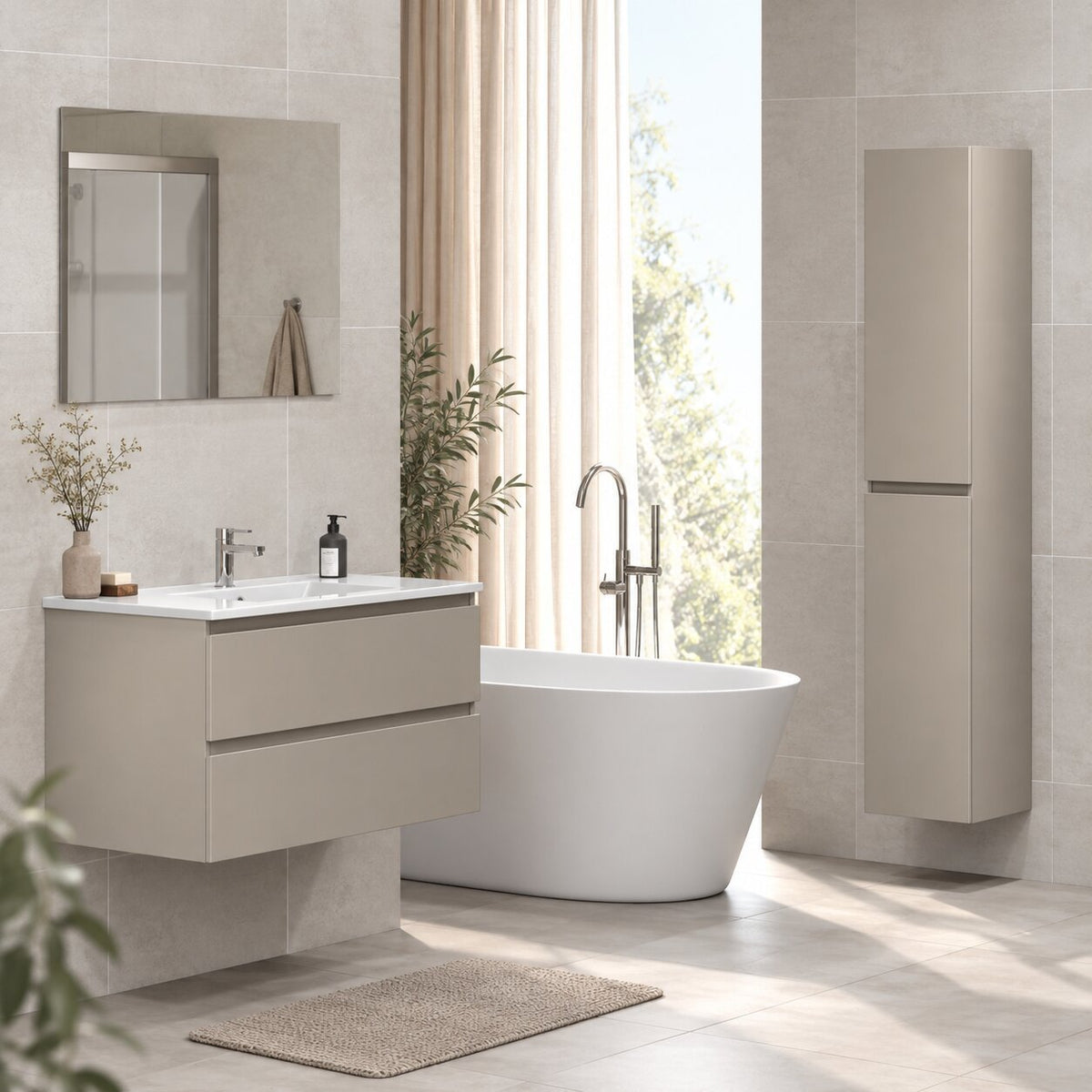 Bathroom furniture with classic integrated fronts - 60x46x50 cm - marakesh - ceramic basin - Kenwood - MASTERSTORE - 8595677193671 - Vanity Units - 80-060-04-29-01 - 8595677193671