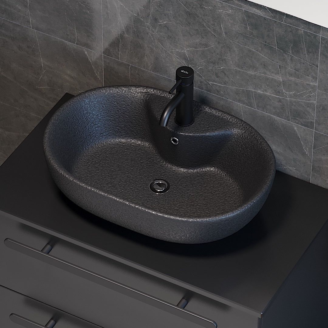 Freestanding oval washbasin - 59.5x41x17 cm - sanitary ceramic - matt black - Tromsø - MASTERSTORE - 8594175640199 - Wash Basins - 06-060-08-02-00 - 8594175640199