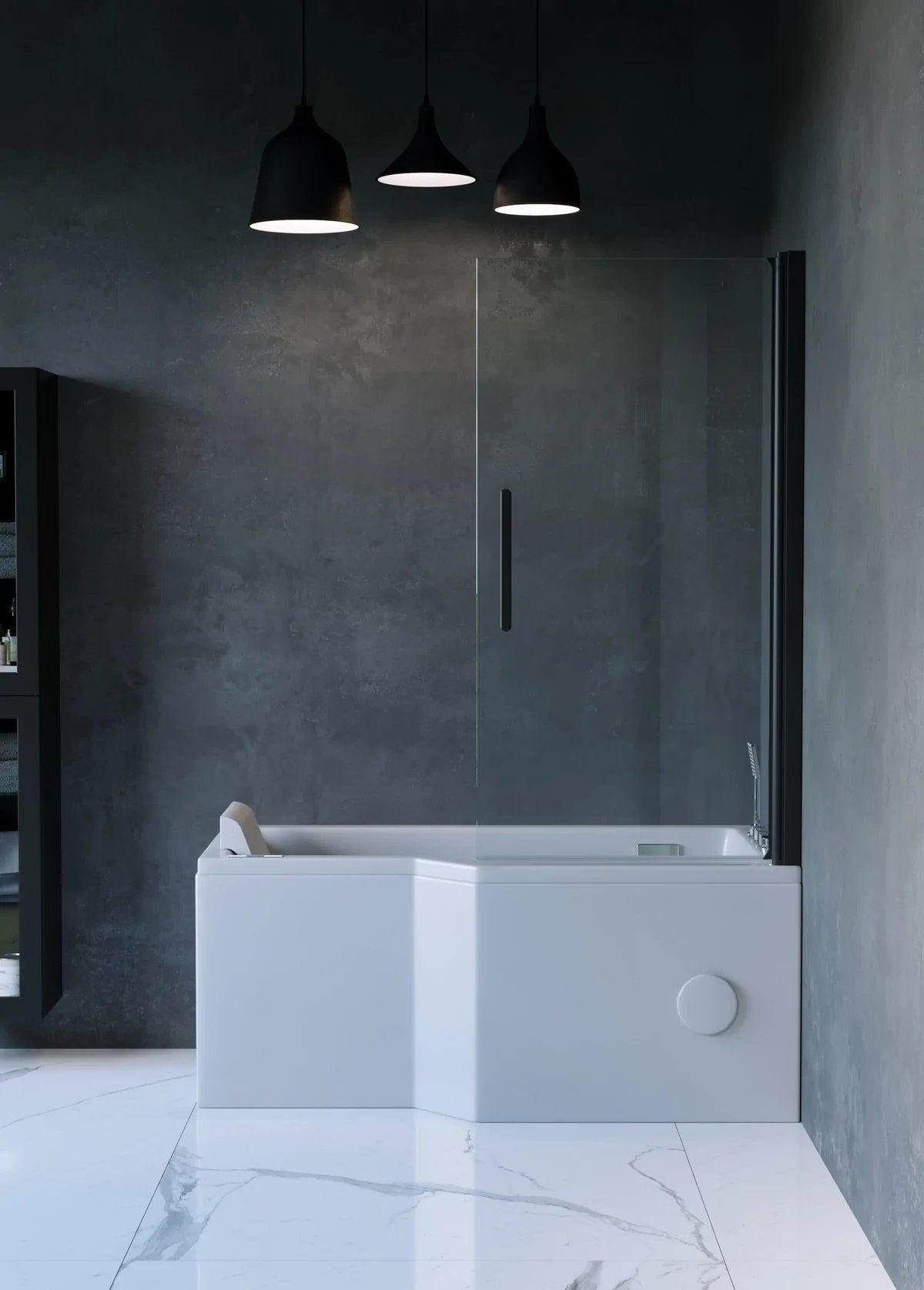 Asymmetrical whirlpool bathtub - air and hydromassage - 150x85x63 cm - left - facing - with heating - white - Ulstrup - MASTERSTORE - 8594175640601 - Whirpool Bathtub - 12-150-17-11-00 - 8594175640601